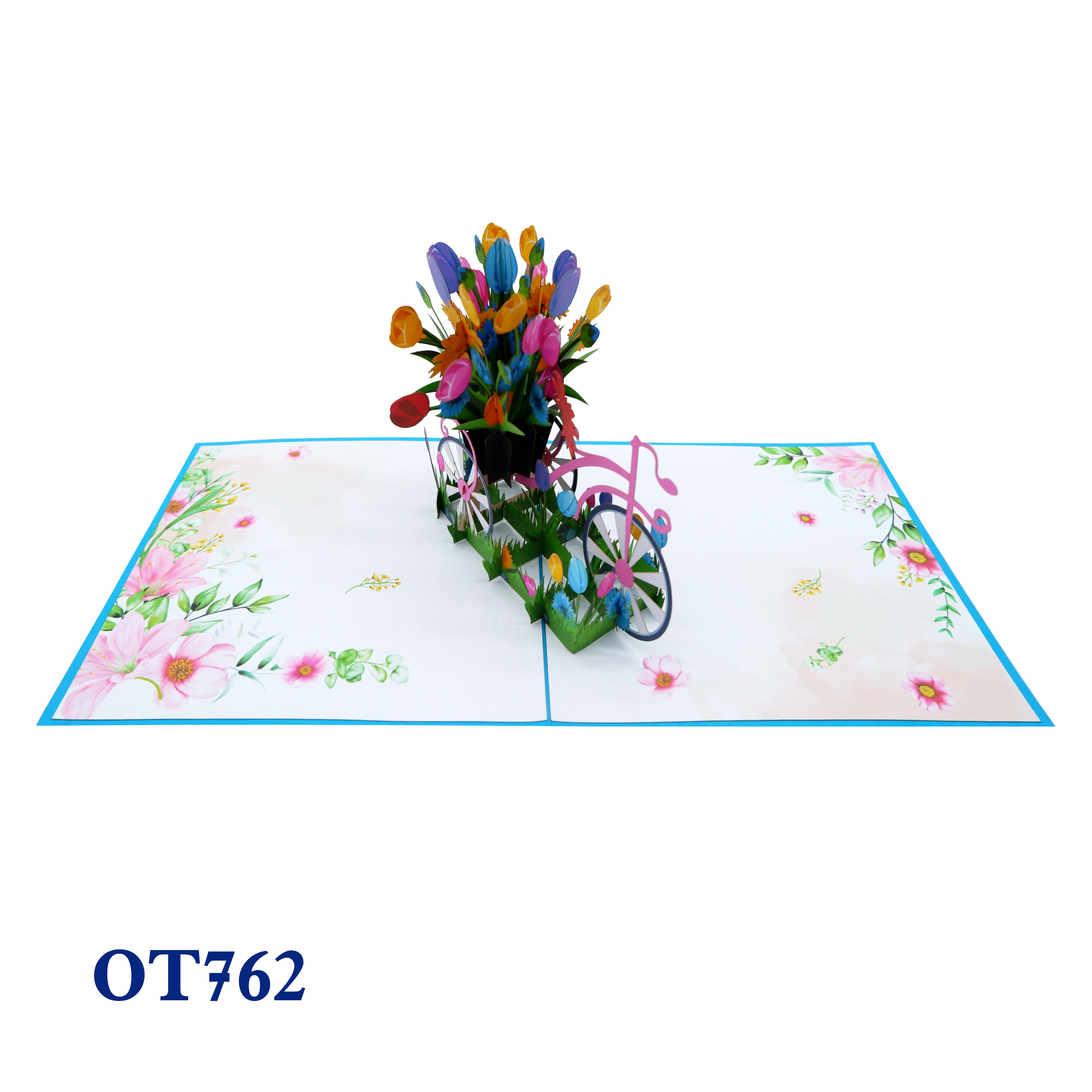 Bicycle Tulip Flowers Pop Up Card