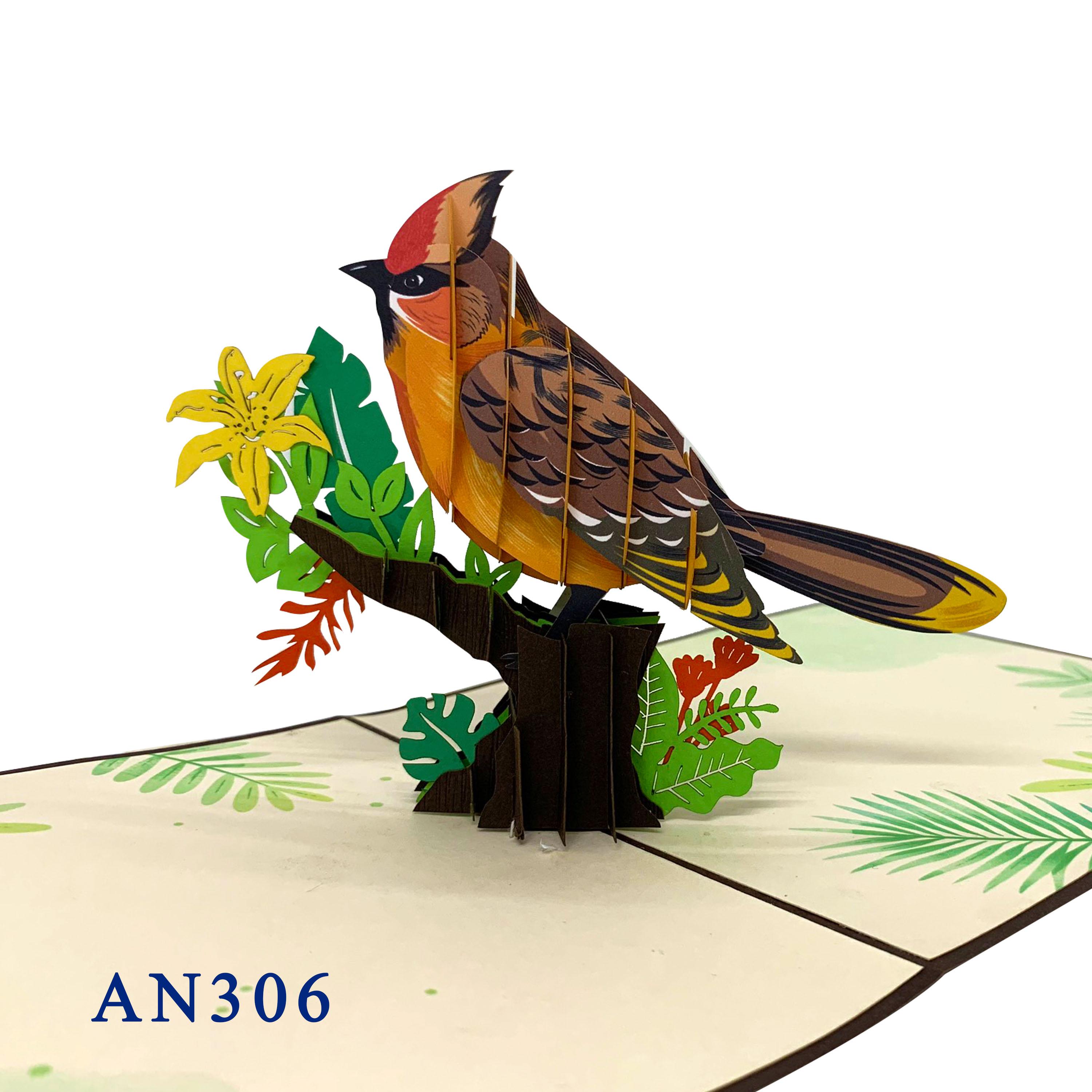 Cardinal Bird Pop Up Card