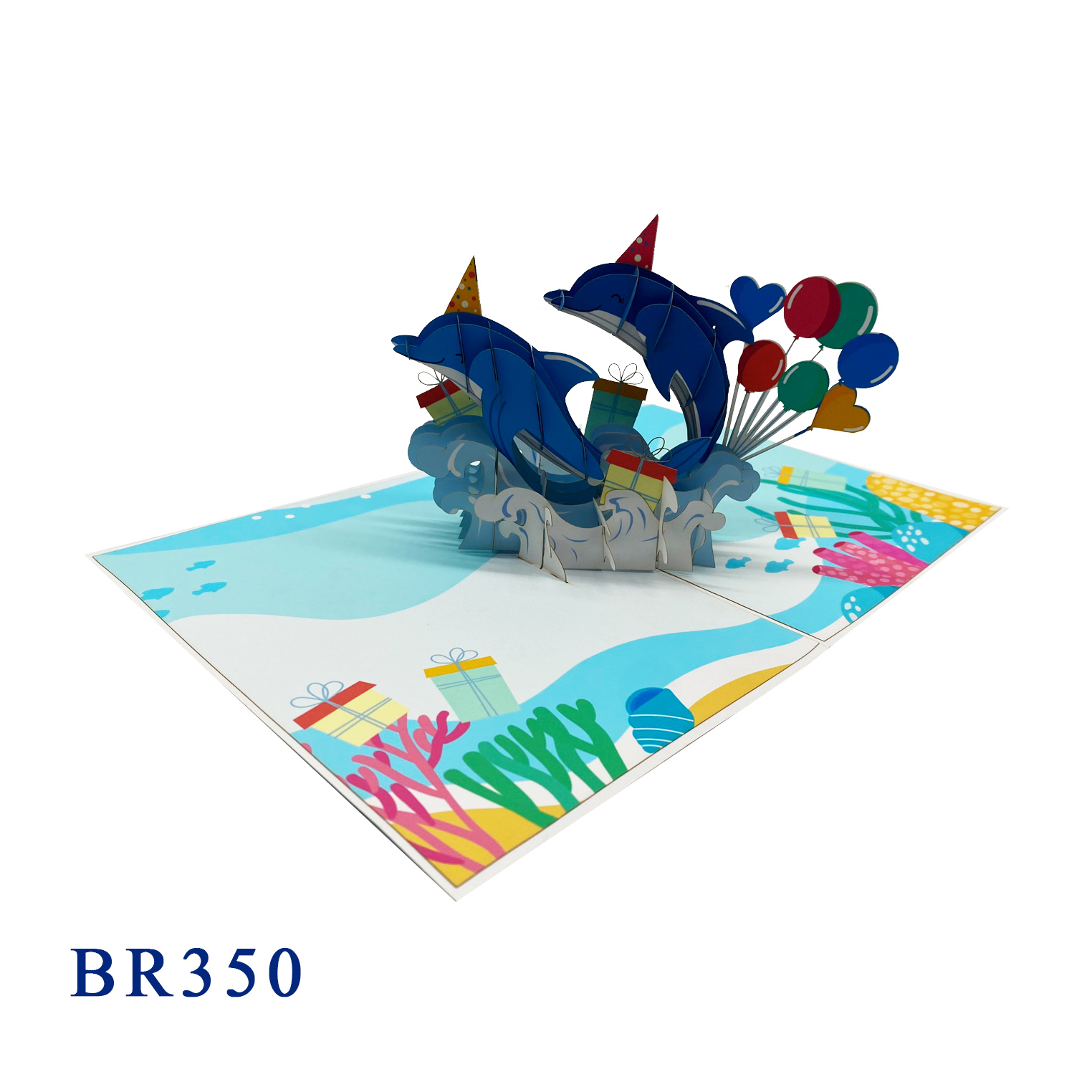Birthday Dolphins Pop Up Card
