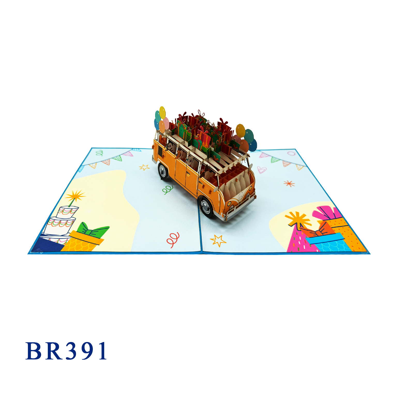 Birthday Van Bus Pop Up Card