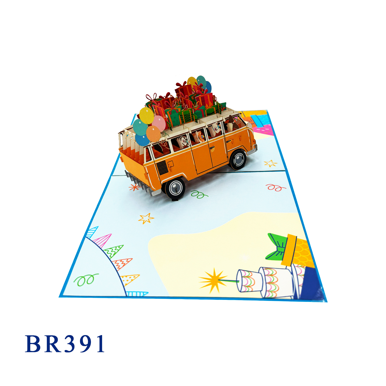 Birthday Van Bus Pop Up Card