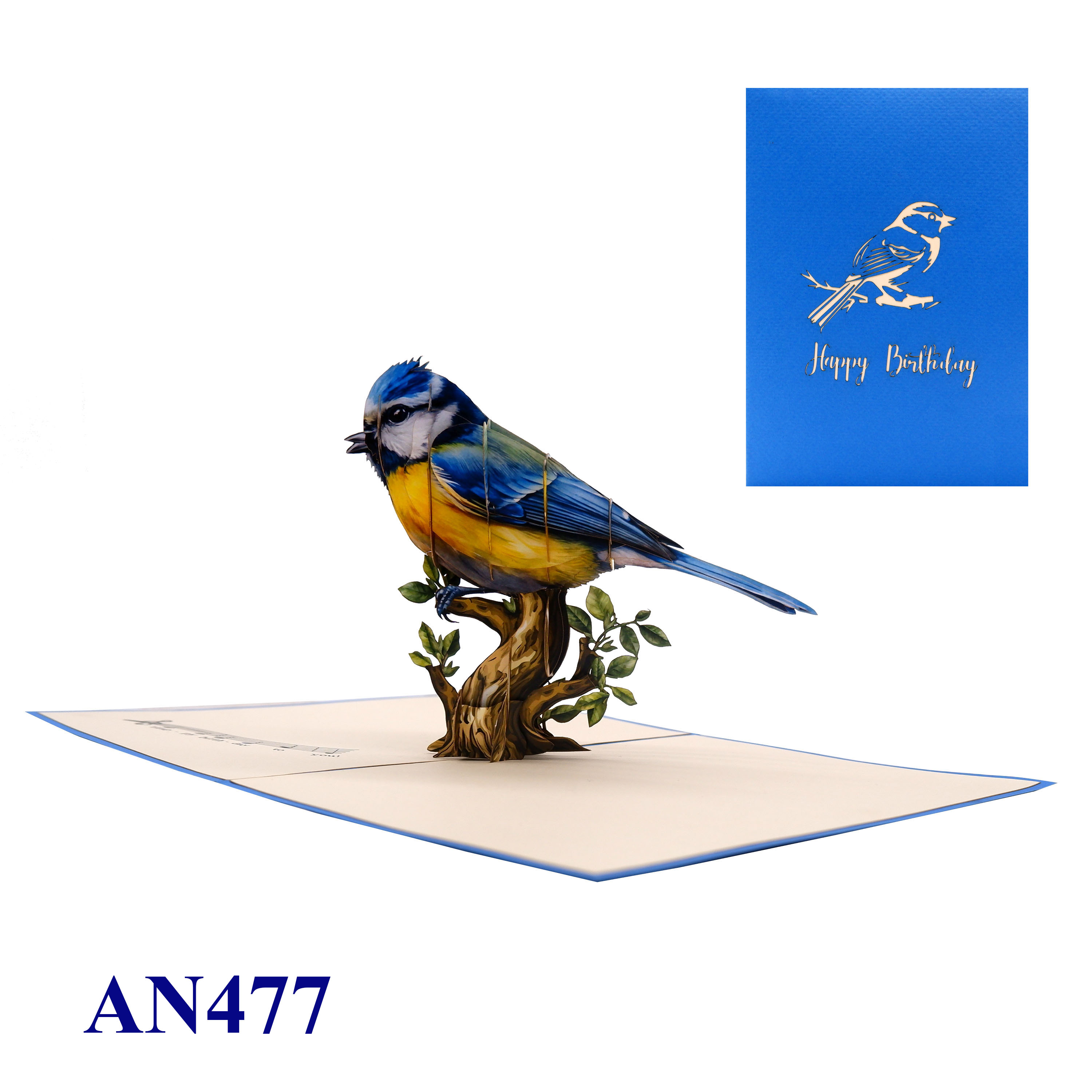 3D Blue Bird Pop-Up Card