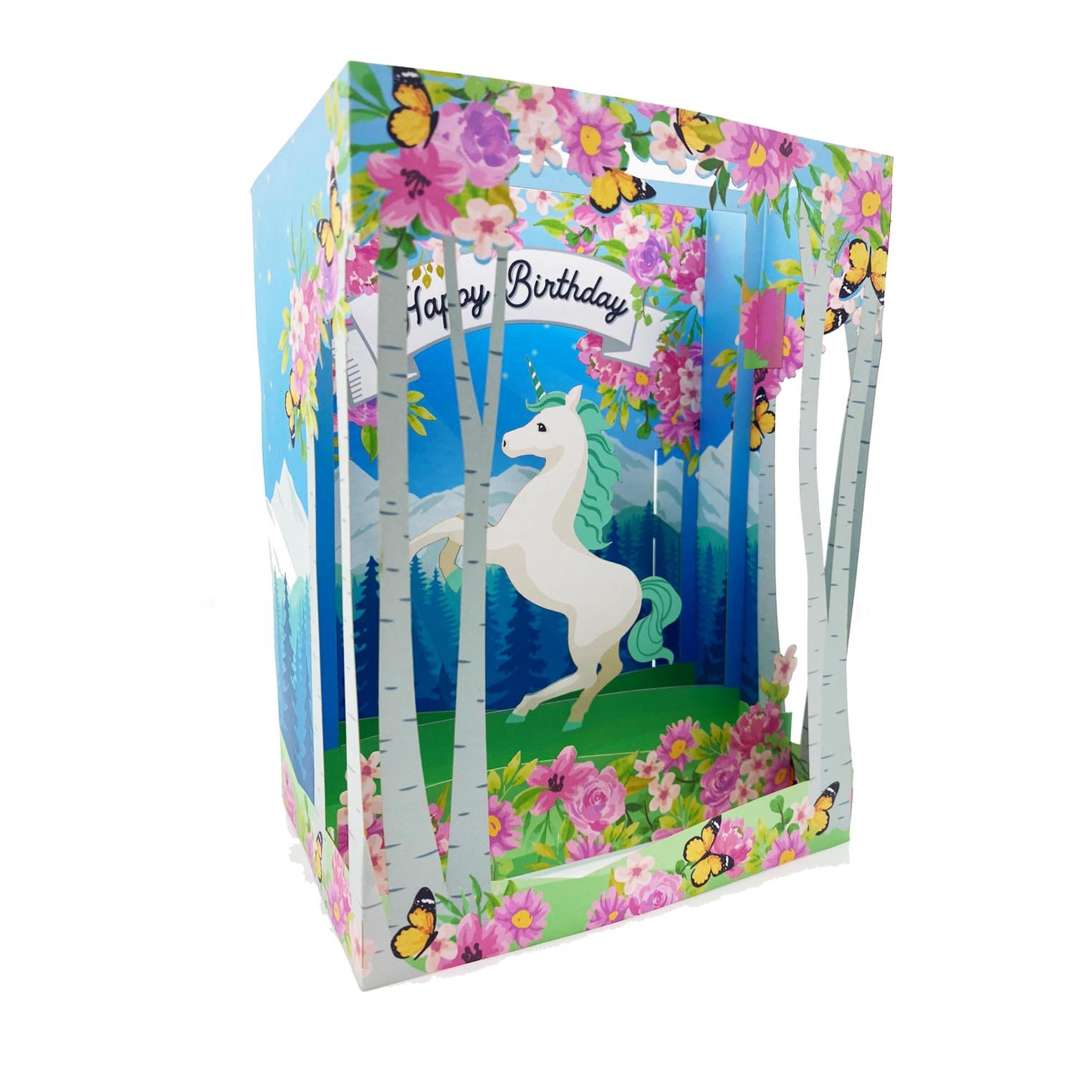 Blue Birthday Pony Pop Up Box