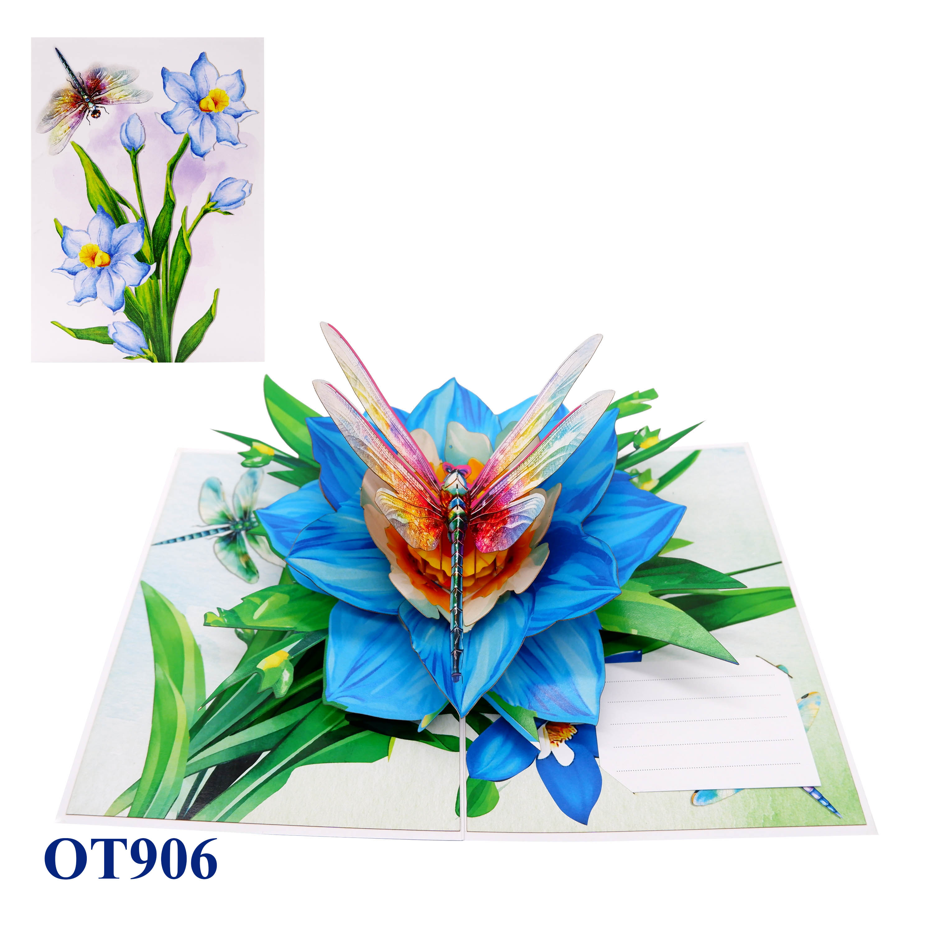 Blue Narcissus Flowers Pop Up Card