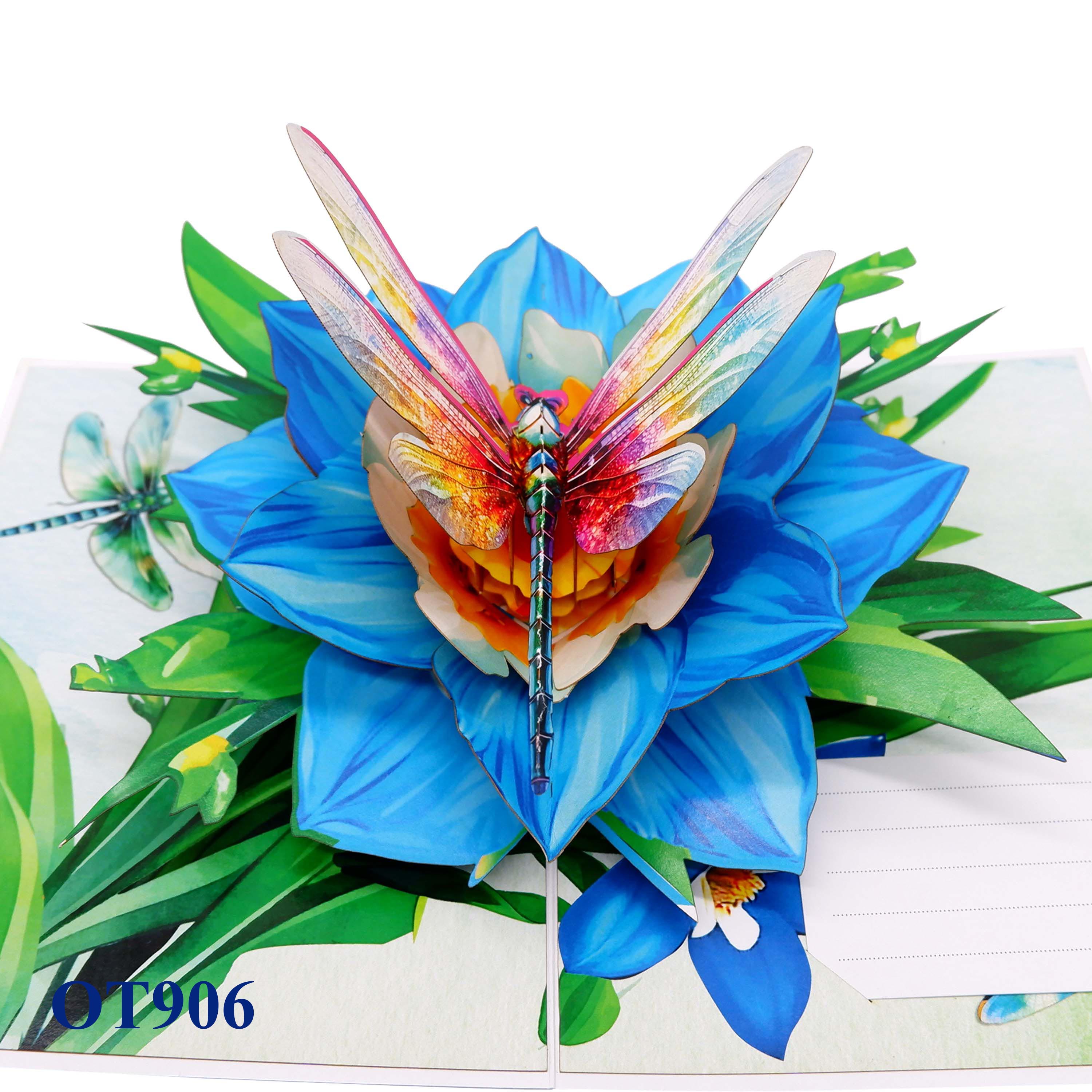 Blue Narcissus Flowers Pop Up Card