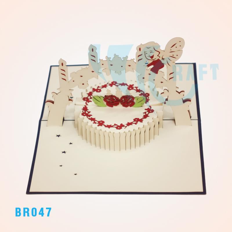 Birthday Cake And Angel Pop Up Card