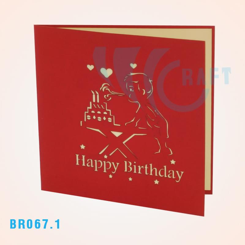 Birthday Boy Blowing Candles Pop Up Card