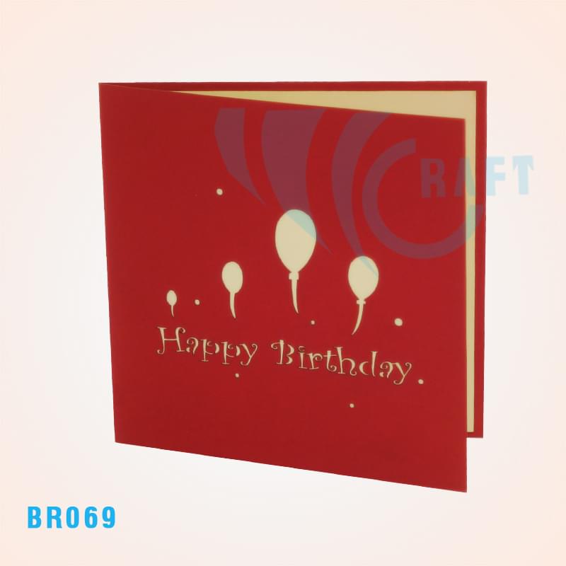Birthday Girl With Balloons Pop Up Card