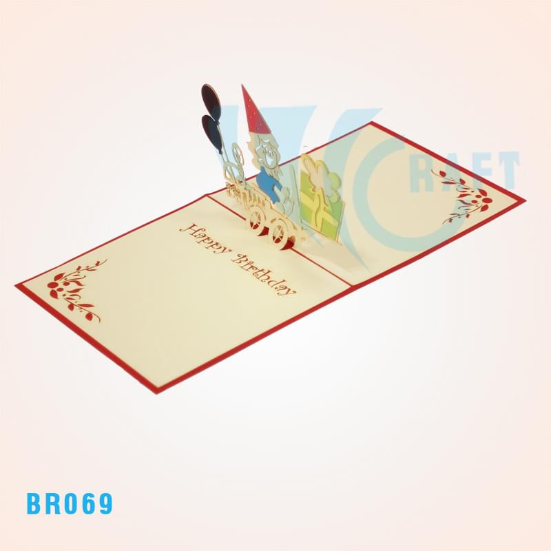 Birthday Girl With Balloons Pop Up Card