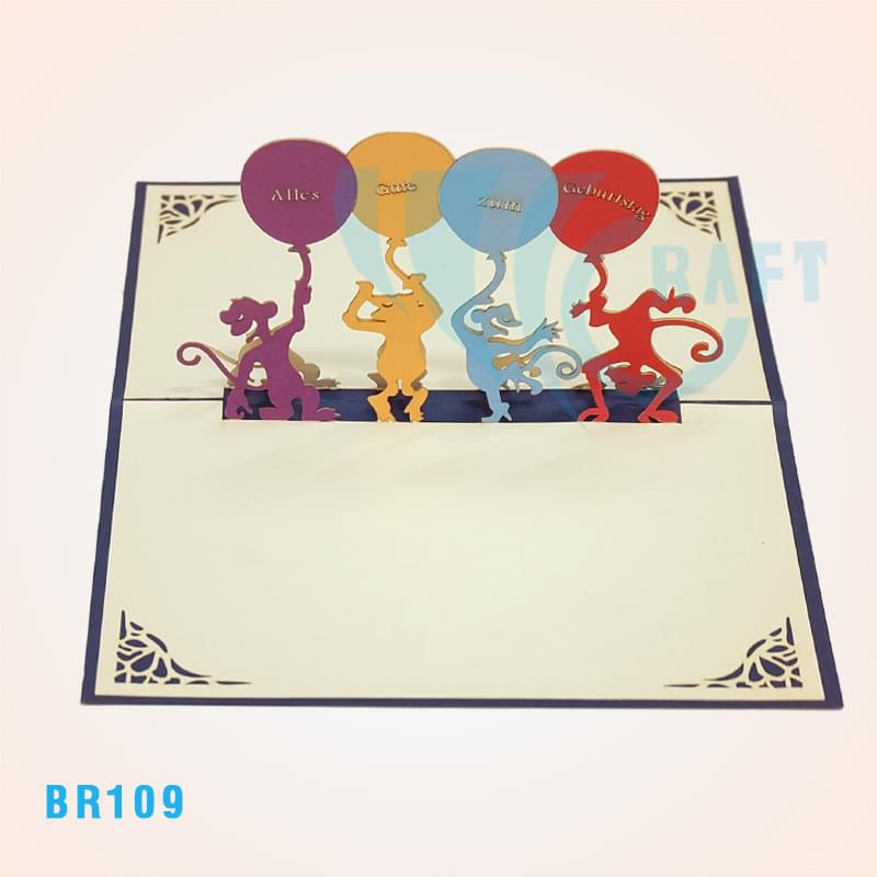 Birthday Monkeys Pop Up Card