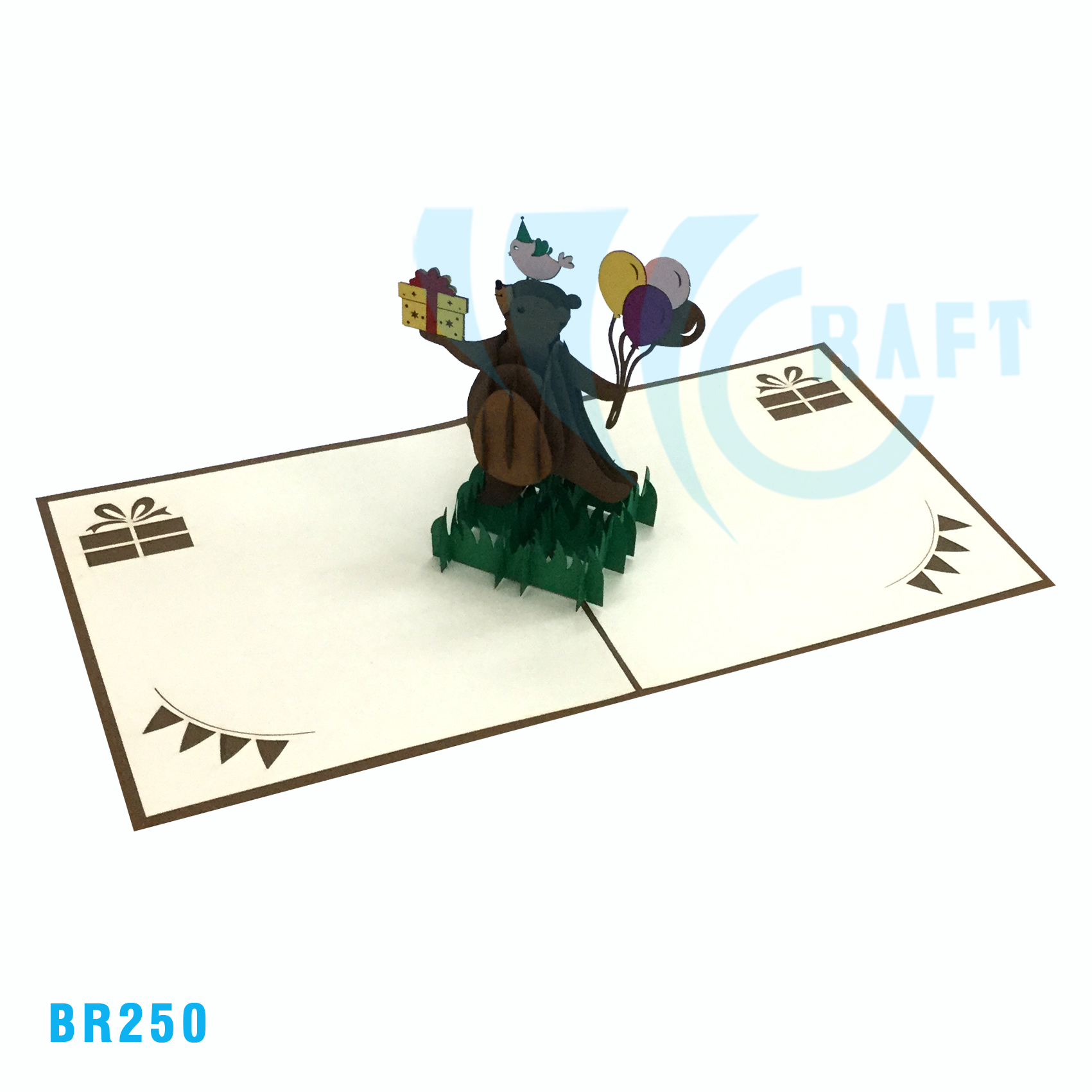 Birthday Bear With Balloon Pop Up Card