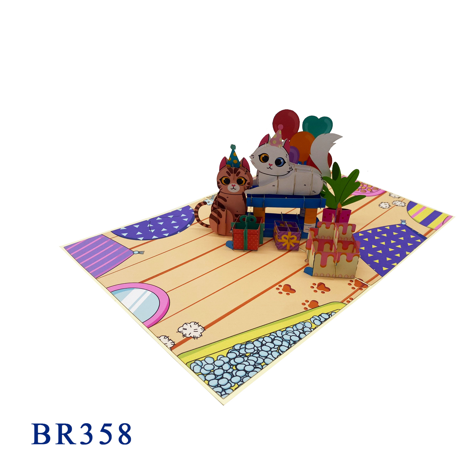 Happy Birthday Kittens Cake Pop Up Card