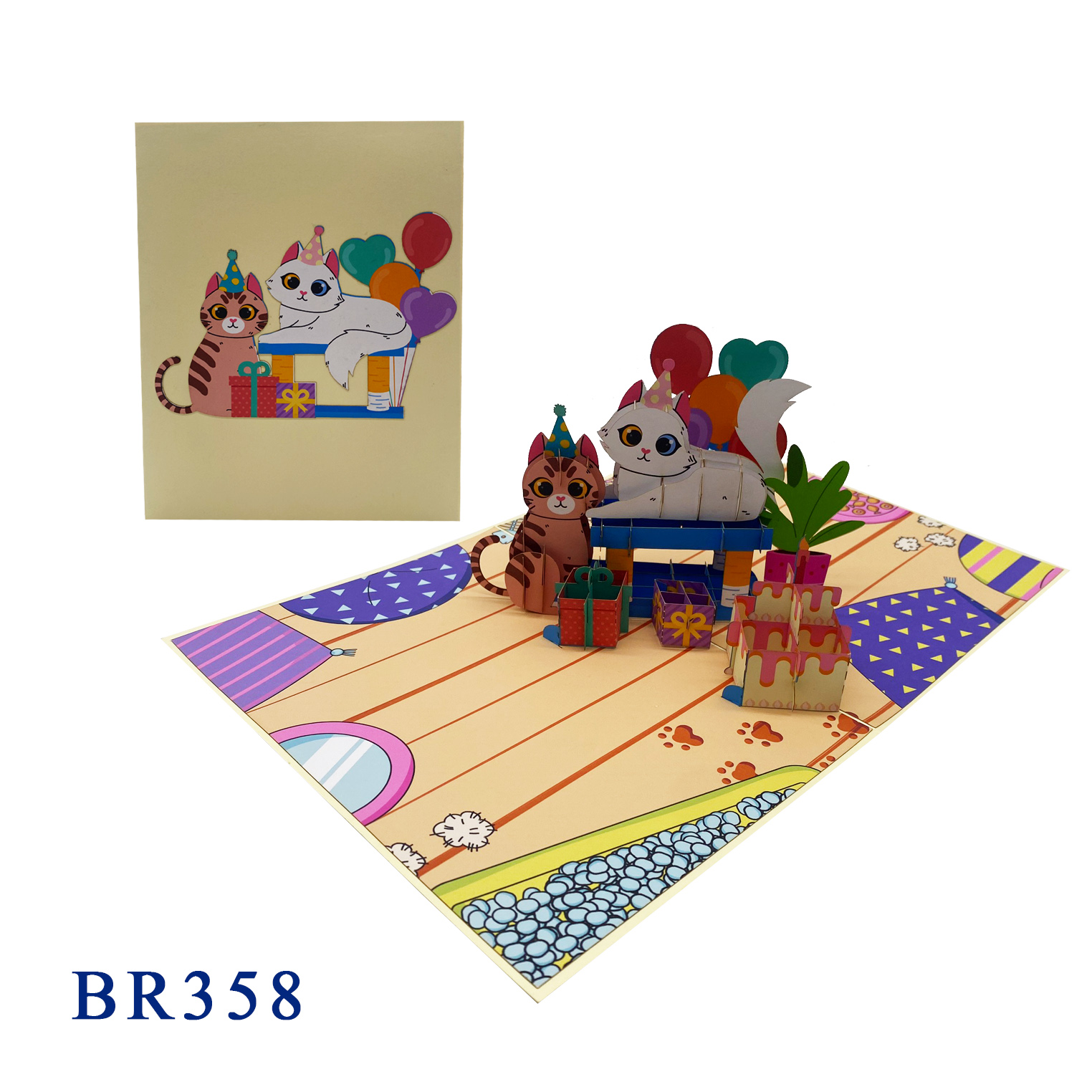 Happy Birthday Kittens Cake Pop Up Card