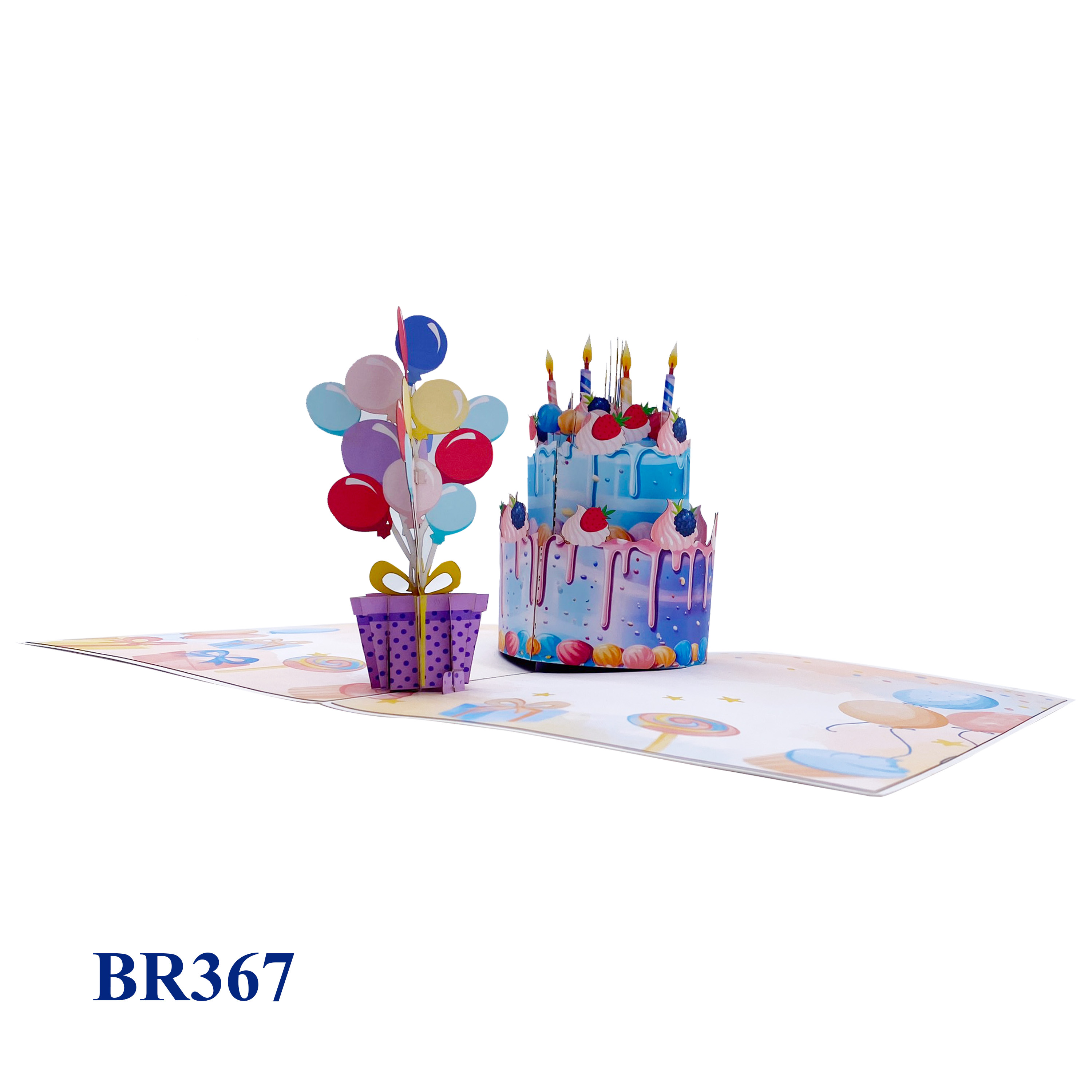 Happy Birthday Cake & Balloon Pop Up Card