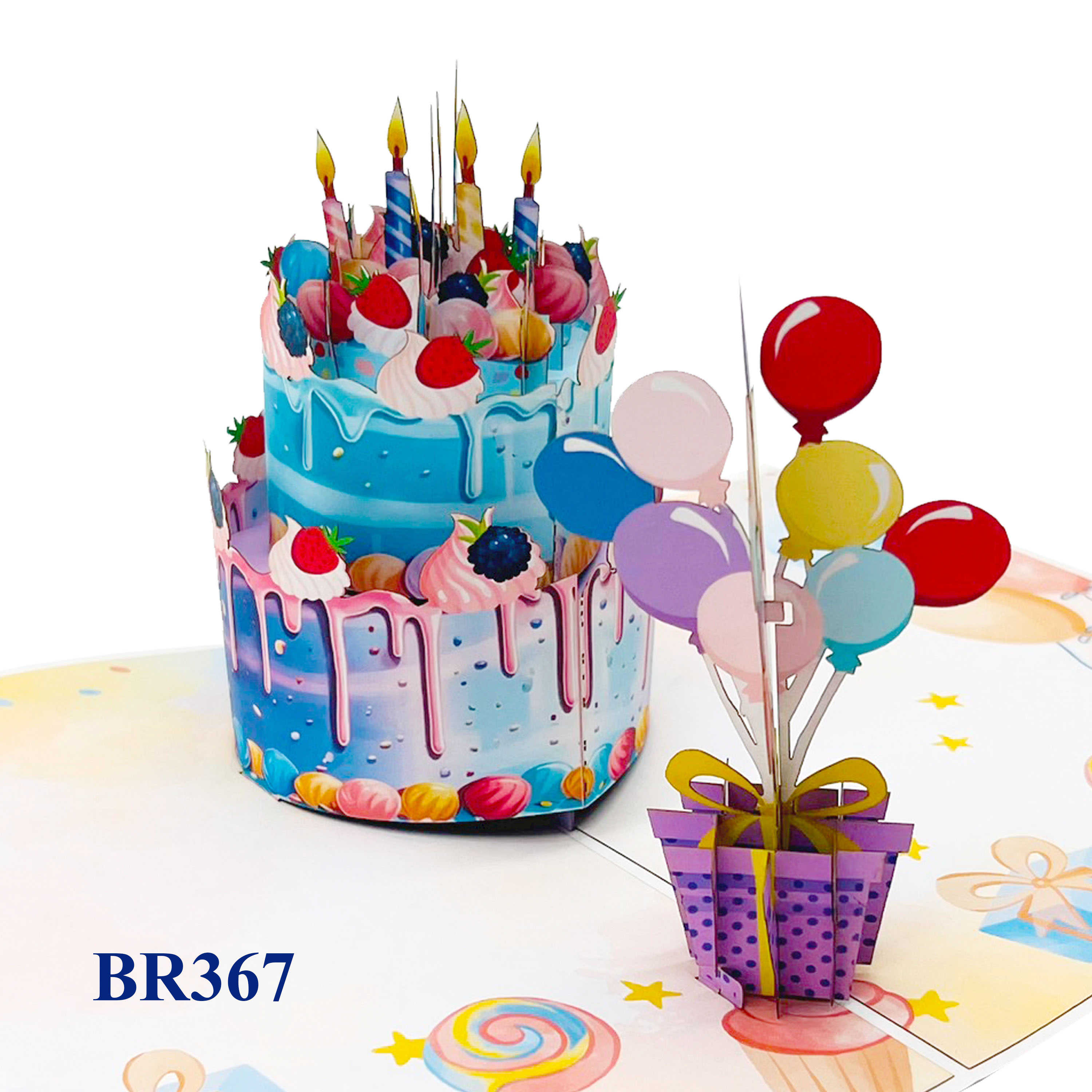 Happy Birthday Cake & Balloon Pop Up Card