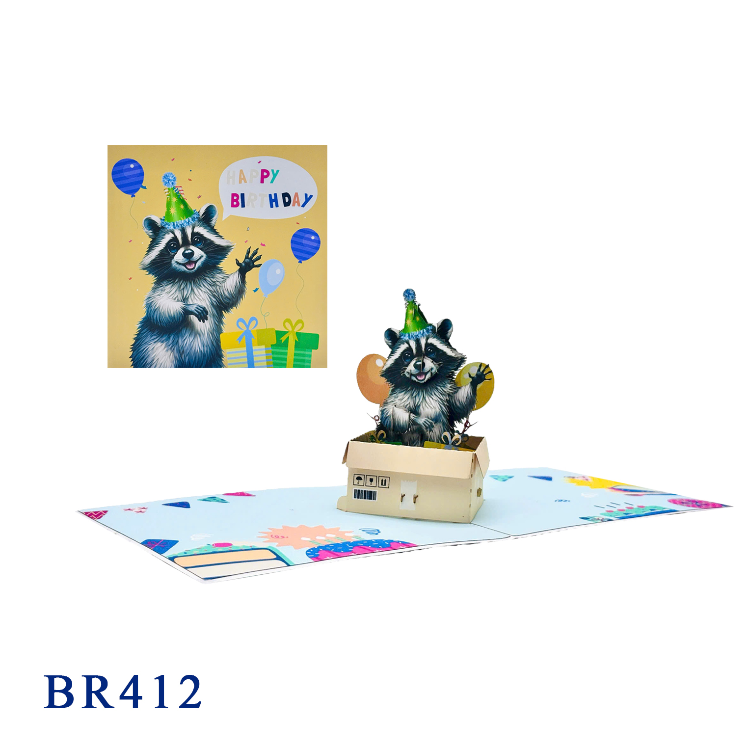 Raccoon Birthday Pop-up Card