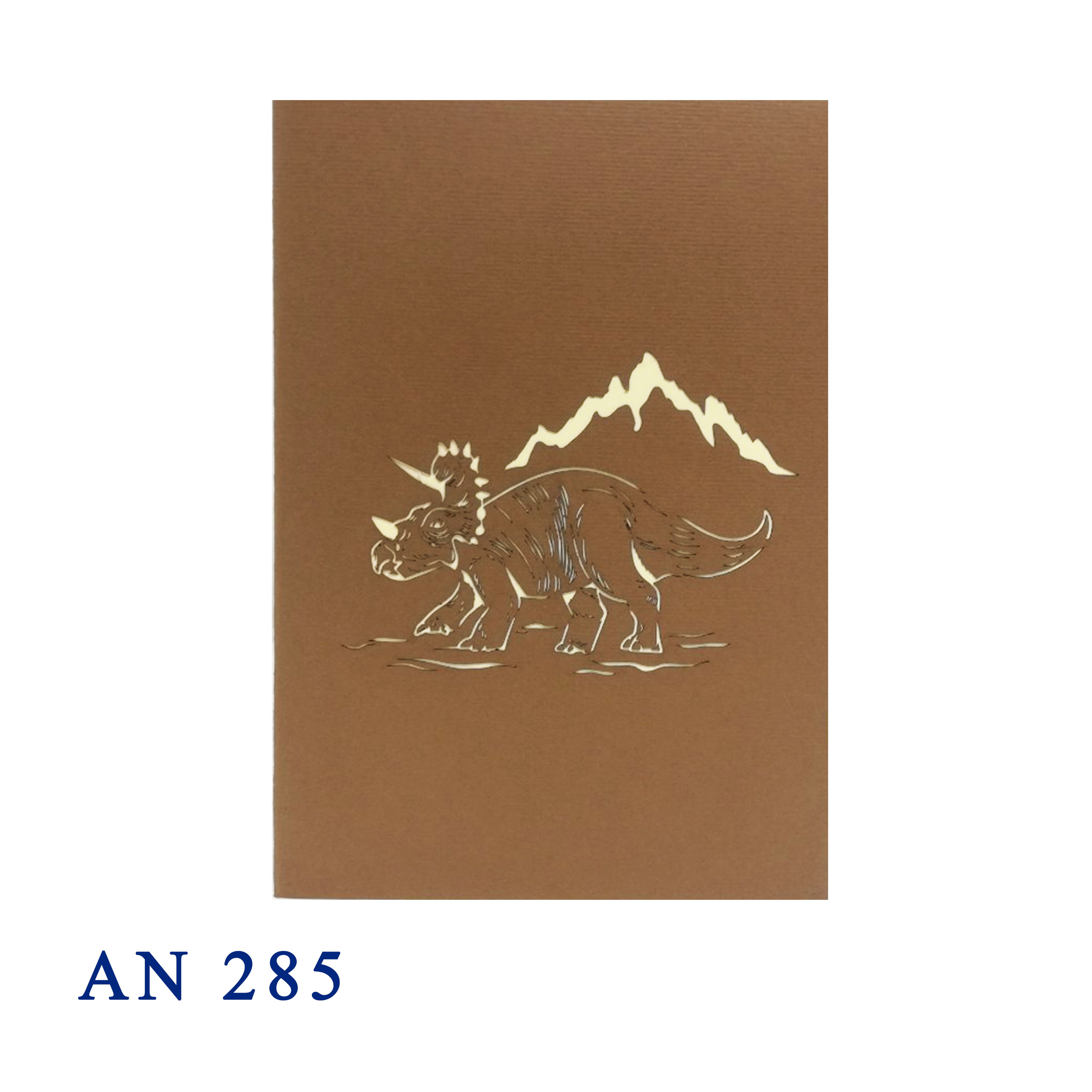 Brown Triceratops Dinosaur 3D Pop Up Greeting card