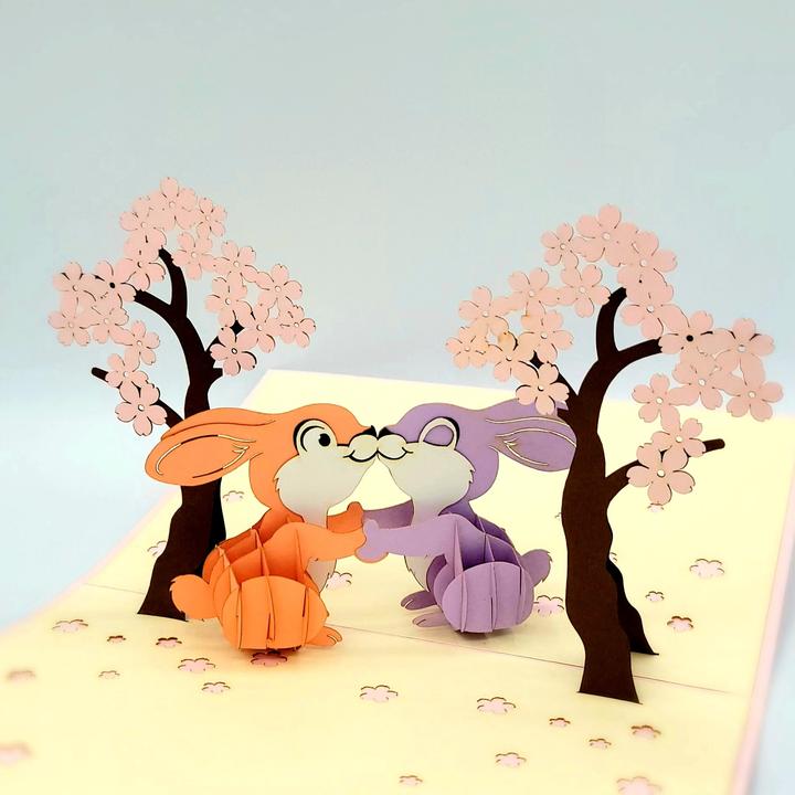 Rabbit Couple Pop Up Card