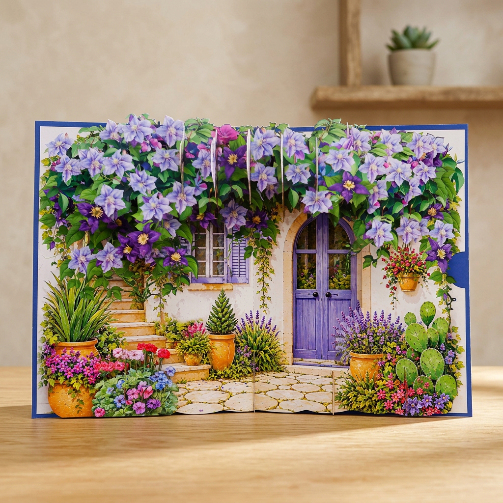 Purple Clematis 3D Pop Up Card