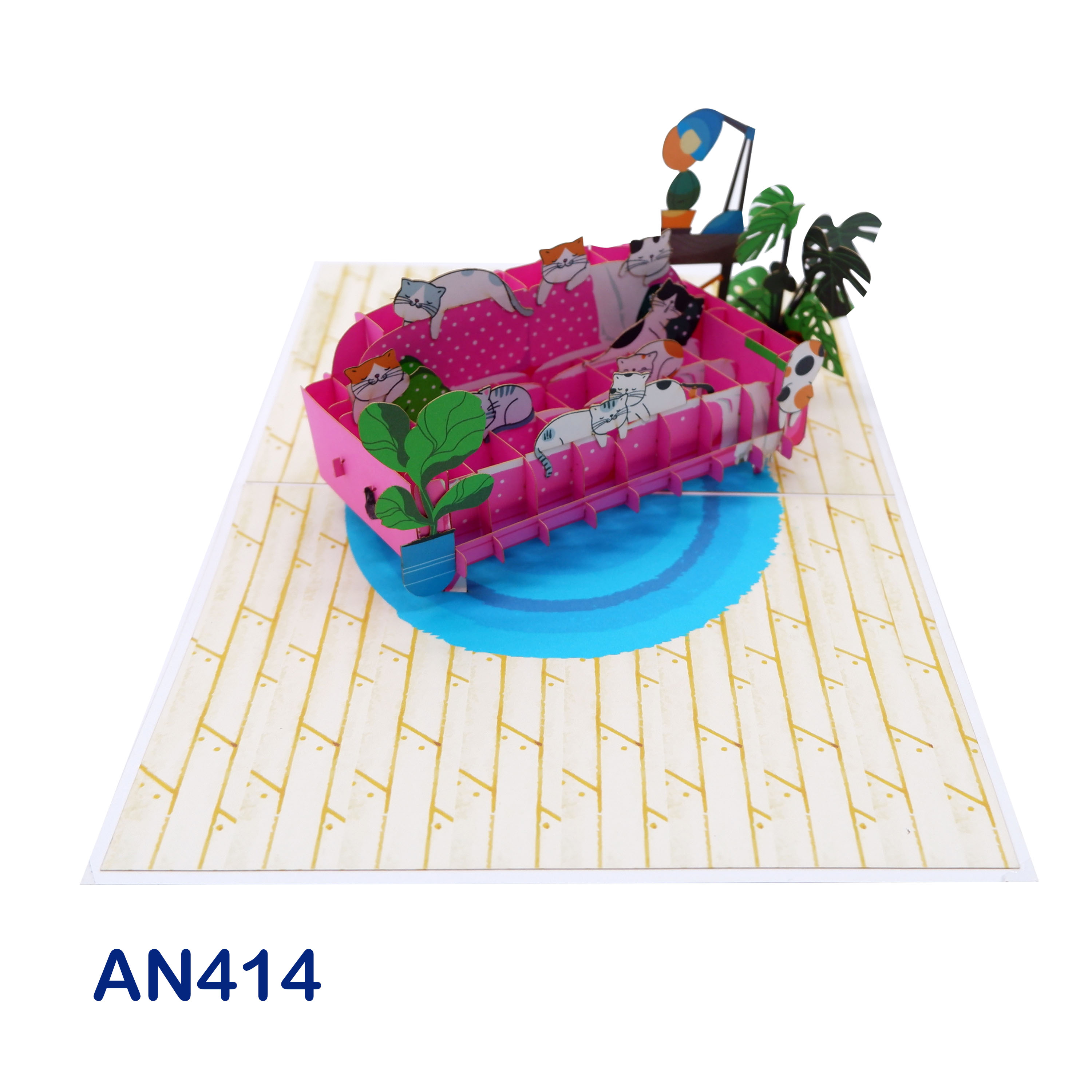 Cats On Sofa Pop Up Card