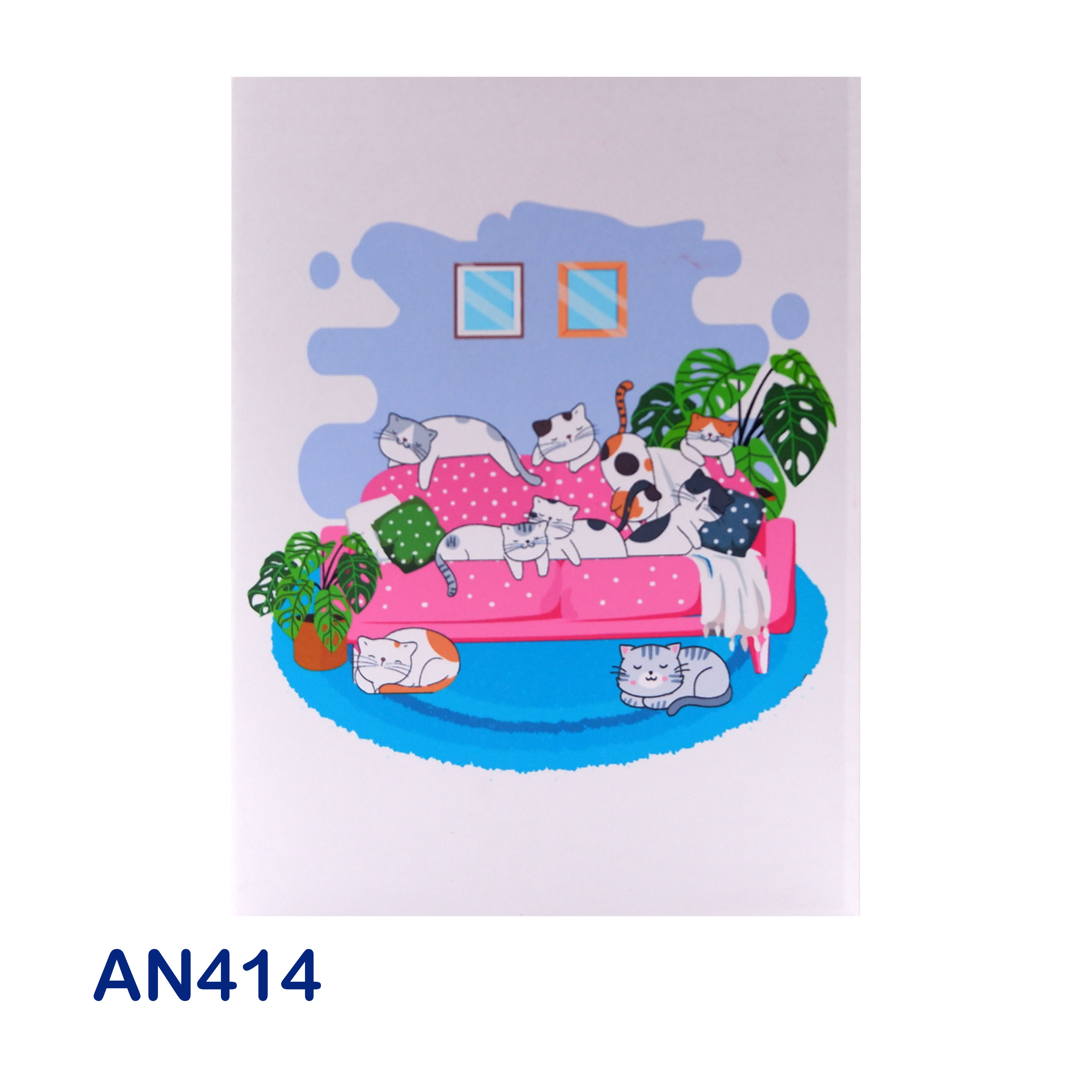 Cats On Sofa Pop Up Card