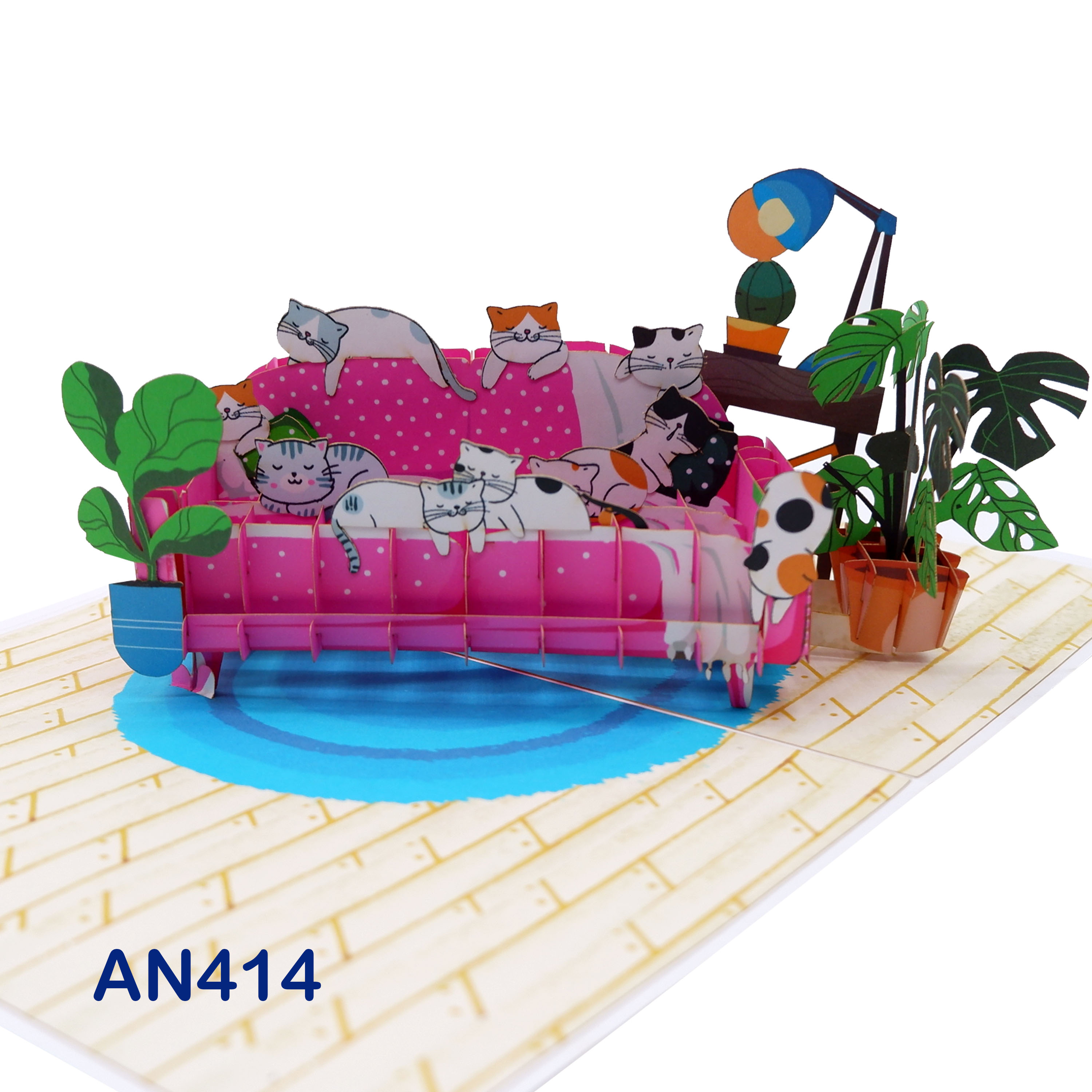 Cats On Sofa Pop Up Card