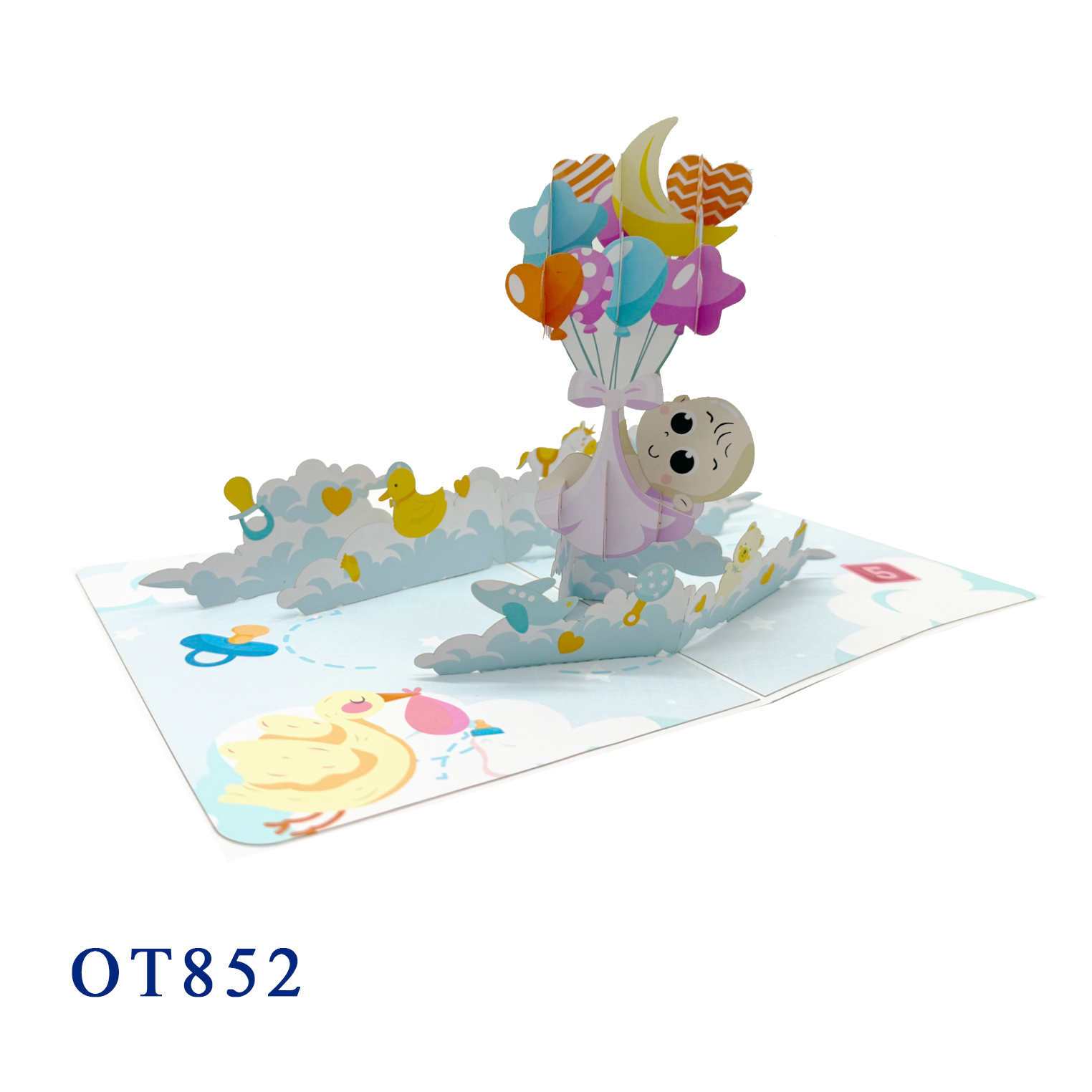 Christening Baby Balloon Pop Up Card