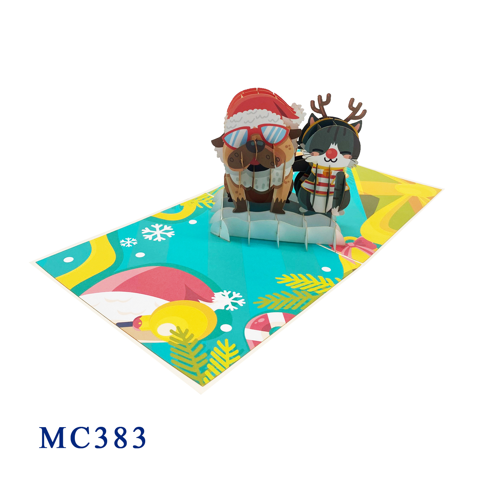 Christmas Dog & Cat Pop Up Card