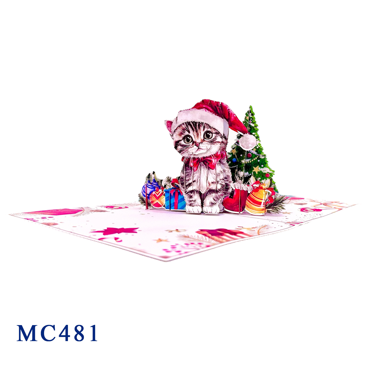 Christmas Kitten 3D Pop-Up Card