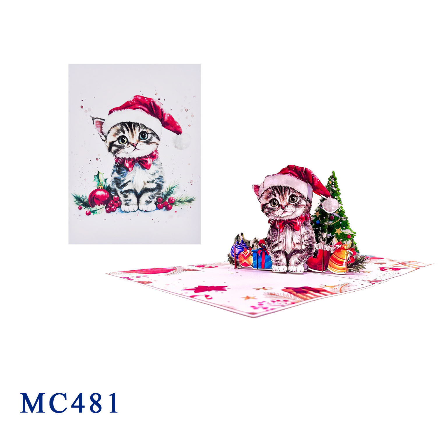 Christmas Kitten 3D Pop-Up Card