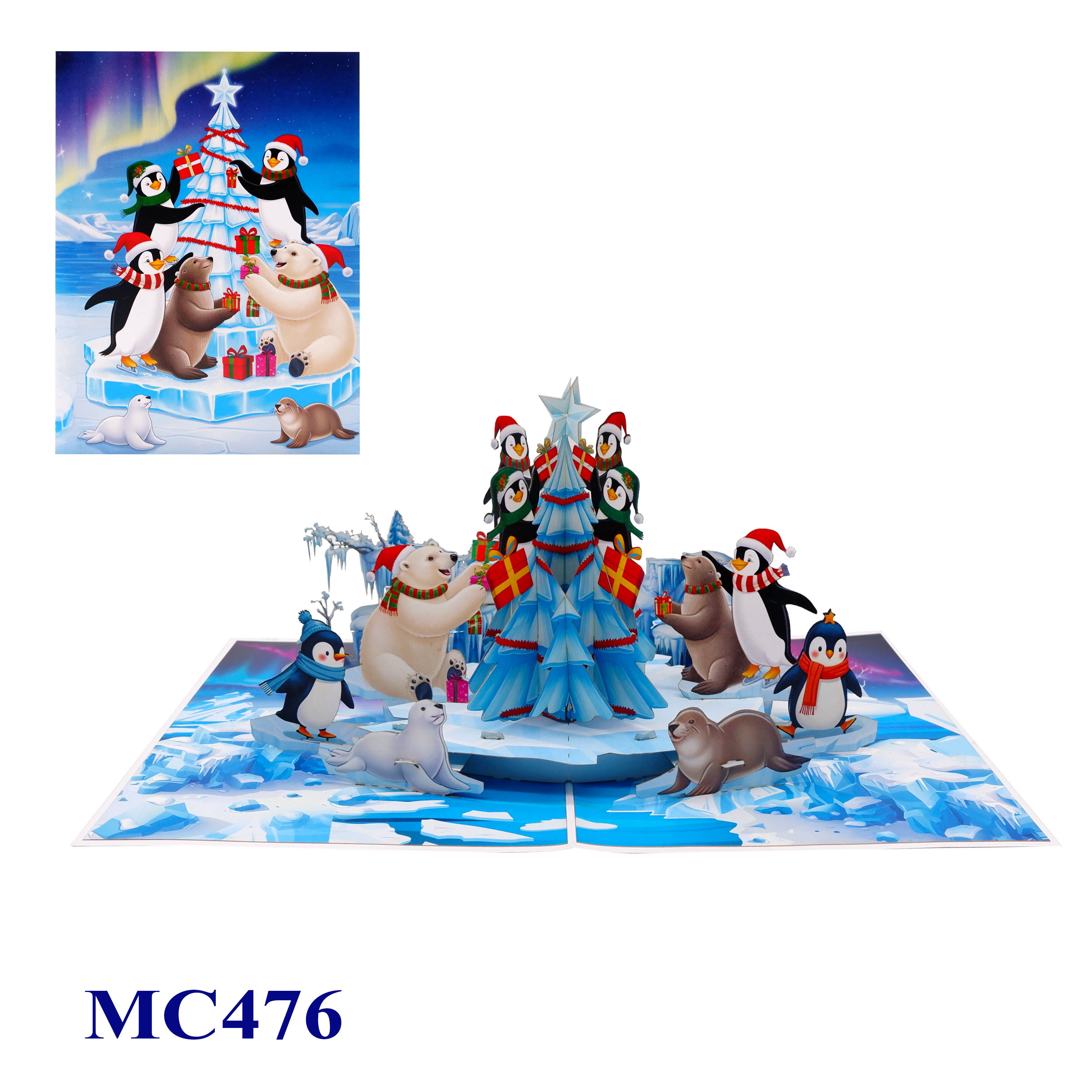 Christmas Pop-Up Card – Arctic Penguins & Polar Bears