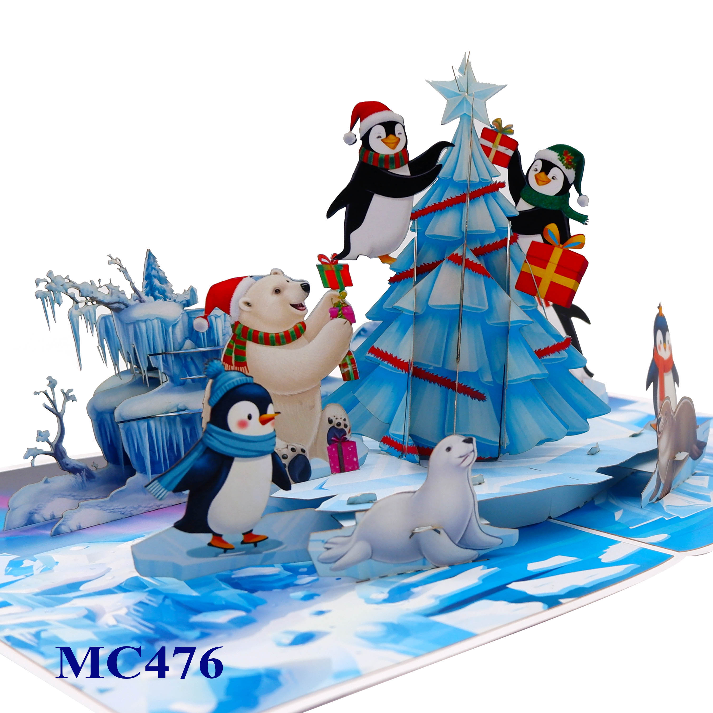 Christmas Pop-Up Card – Arctic Penguins & Polar Bears