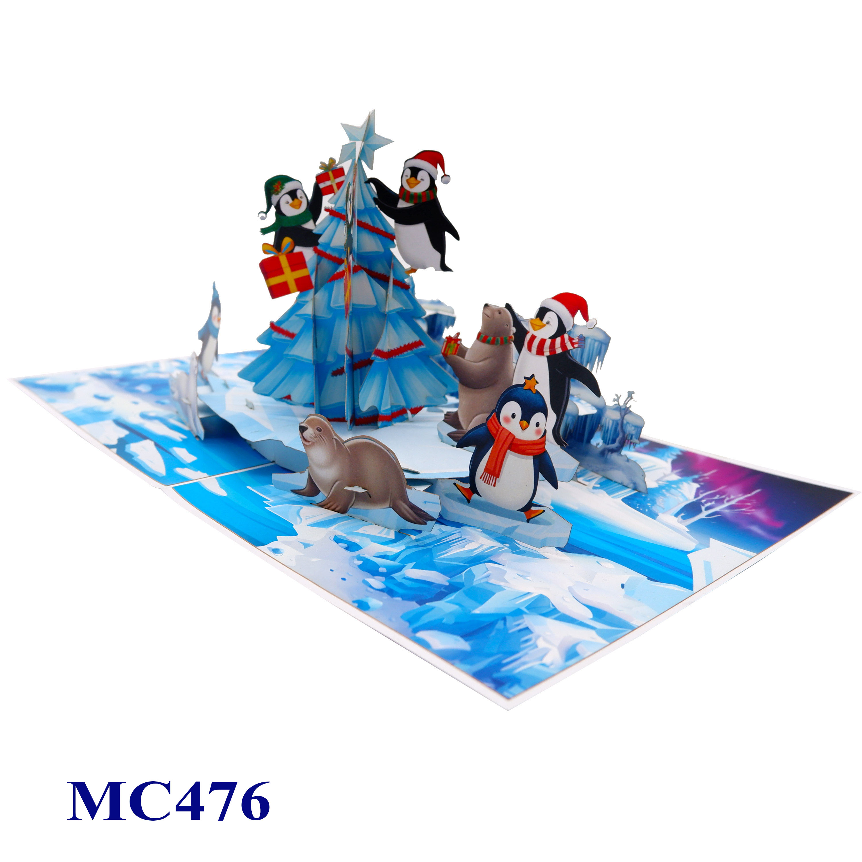 Christmas Pop-Up Card – Arctic Penguins & Polar Bears