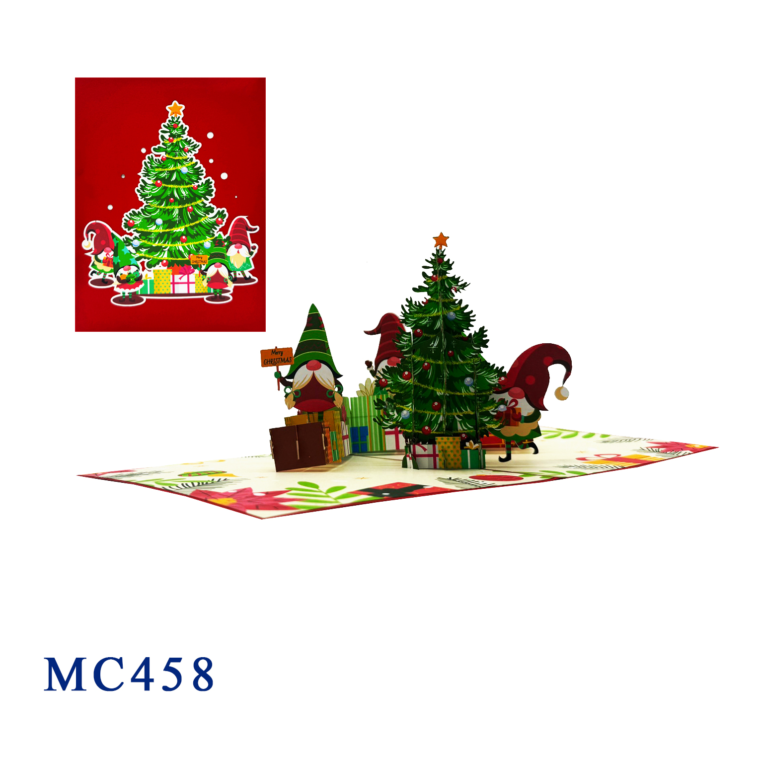 Christmas Tree Gnomes Pop Up Card