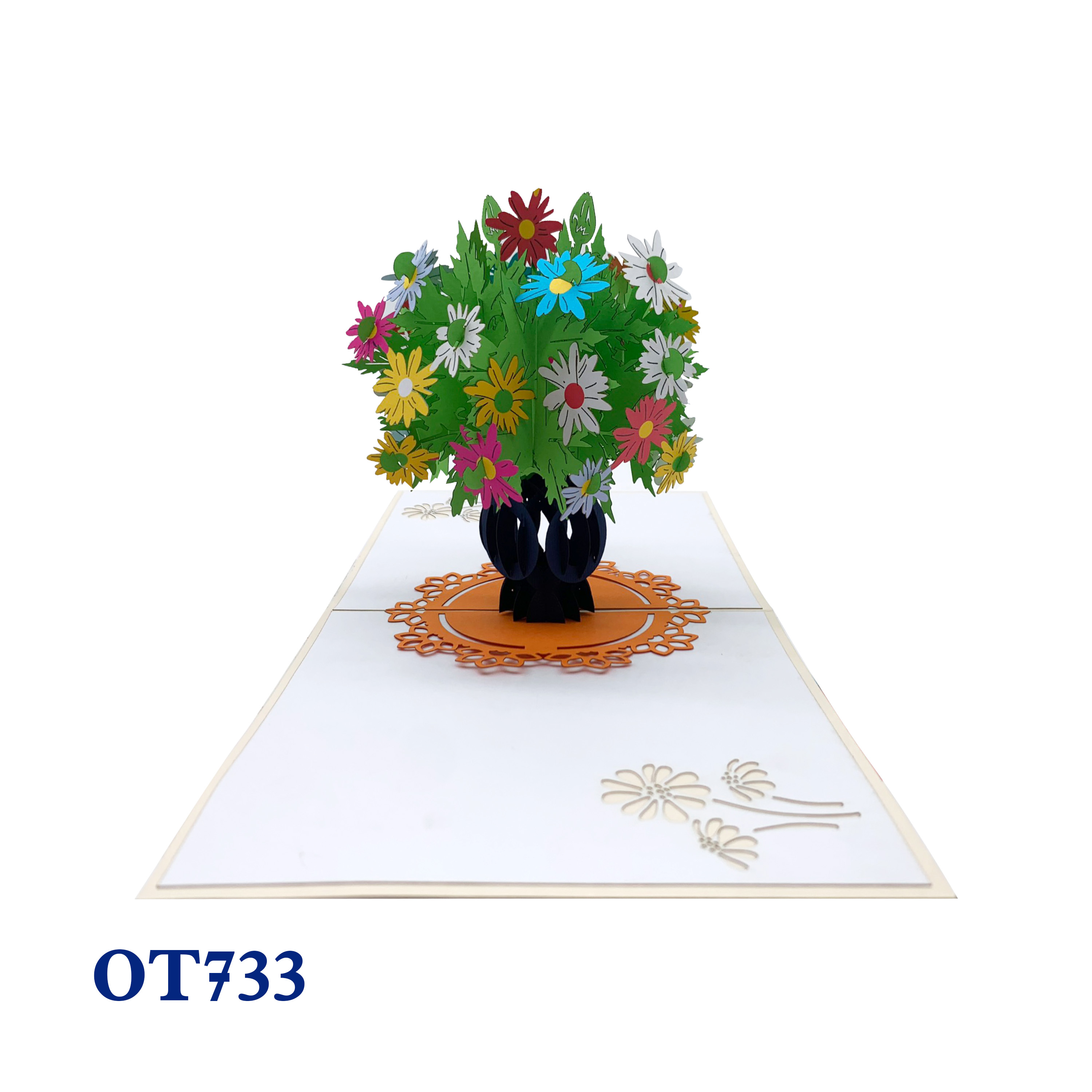 Colorful Daisy Vase Pop Up Card