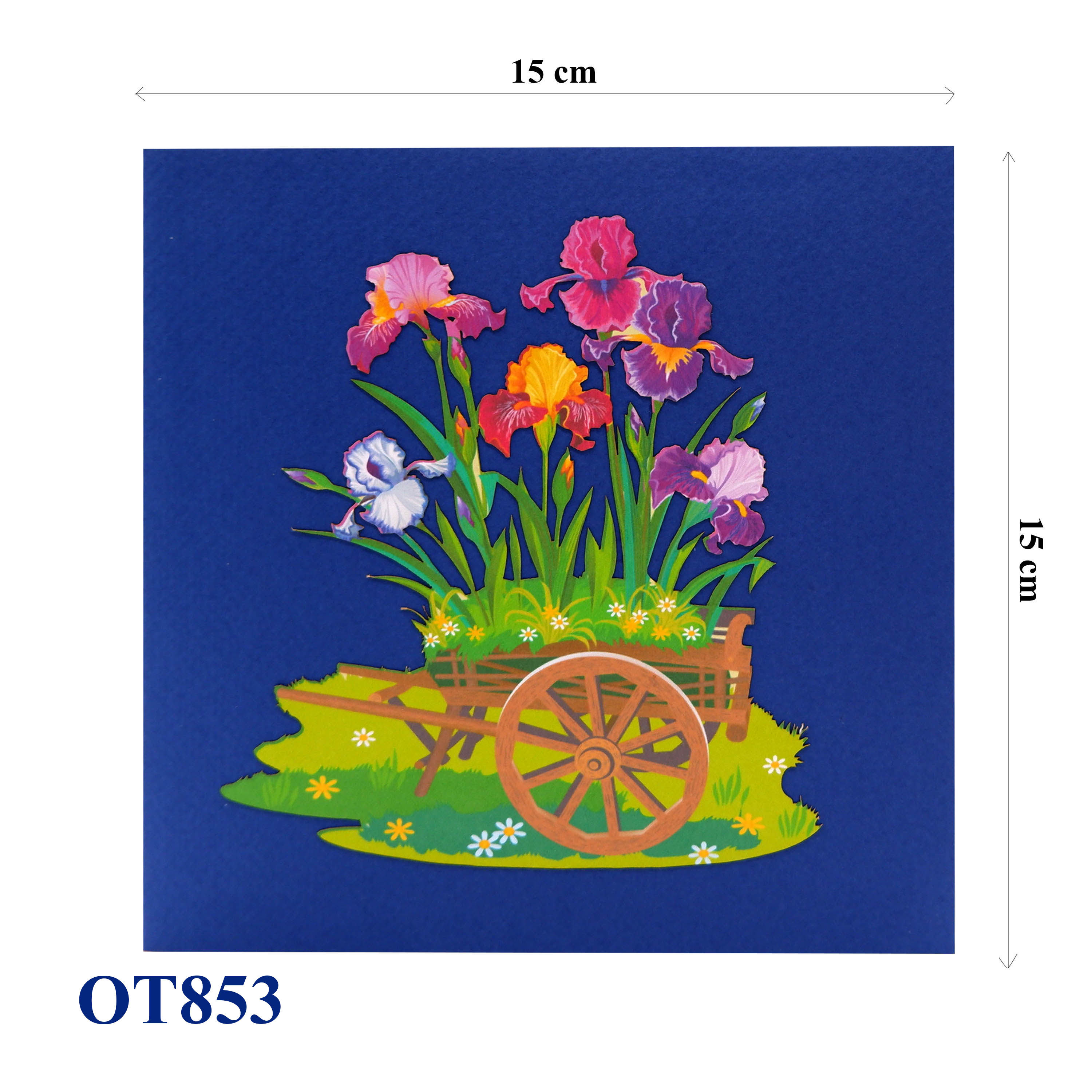 Iris Flowers Cart Pop Up Card