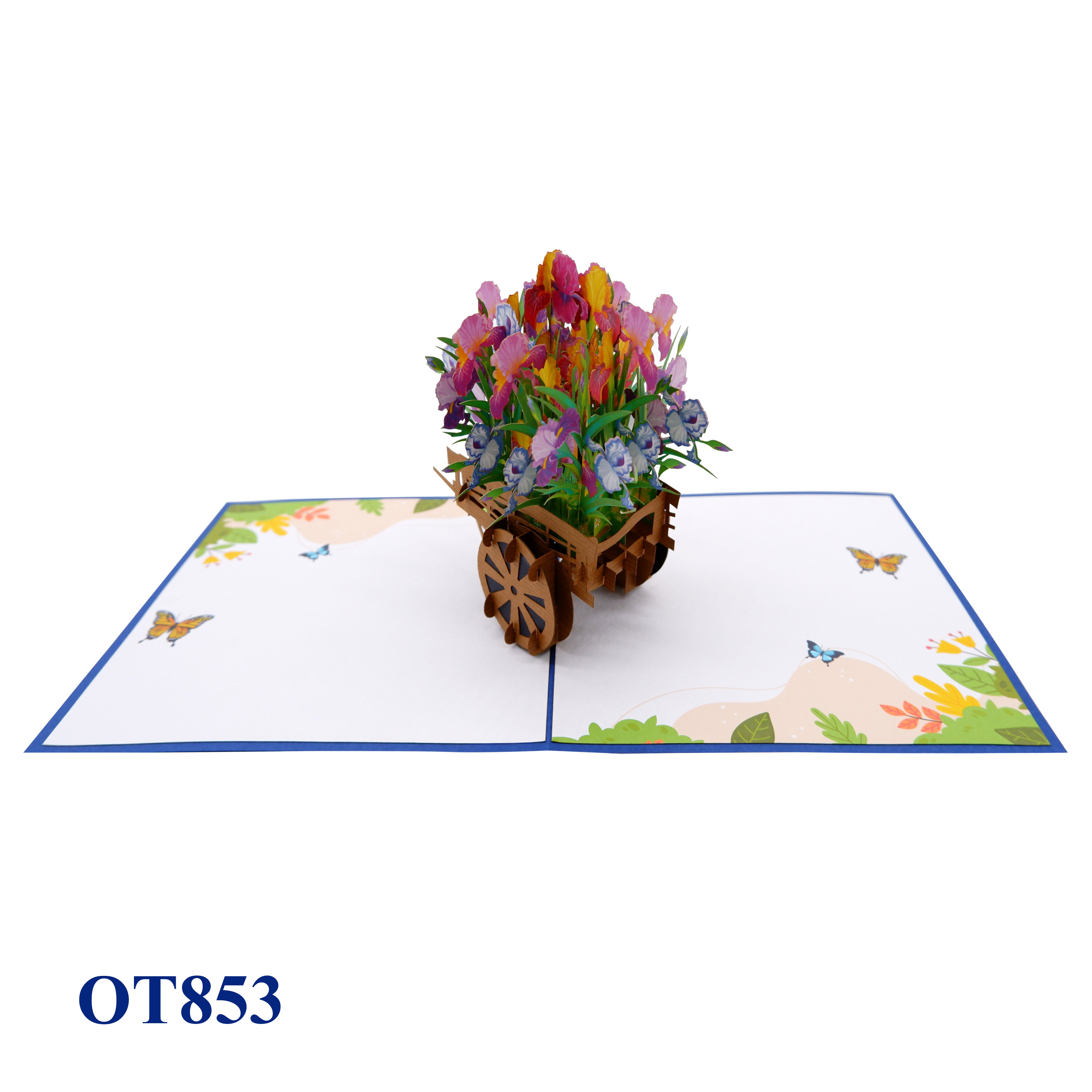 Iris Flowers Cart Pop Up Card