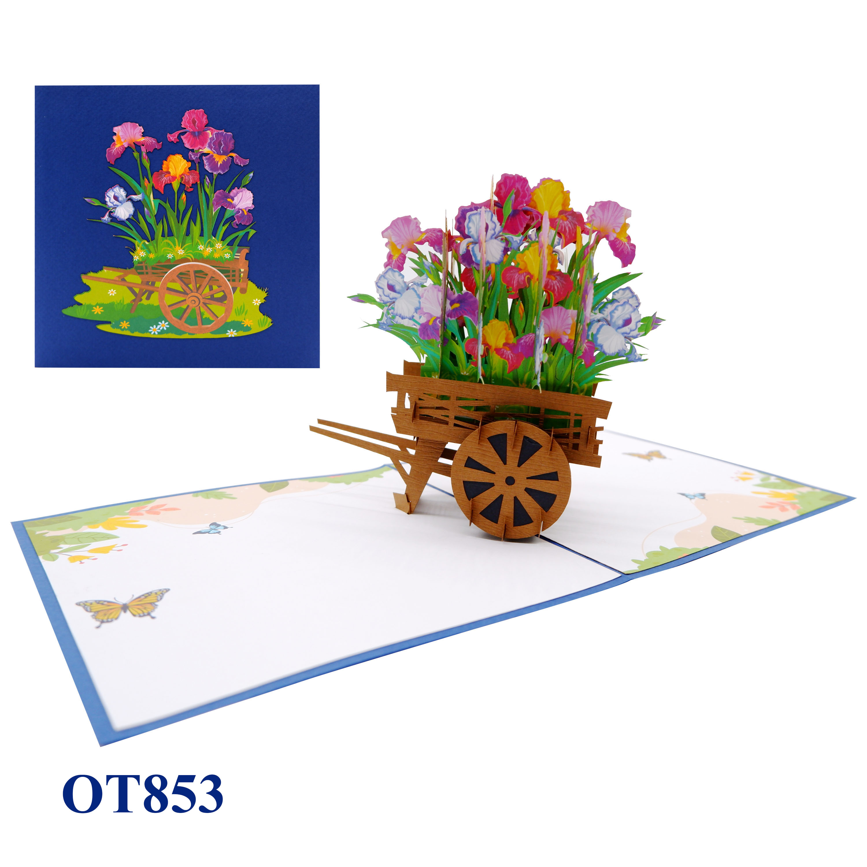 Iris Flowers Cart Pop Up Card