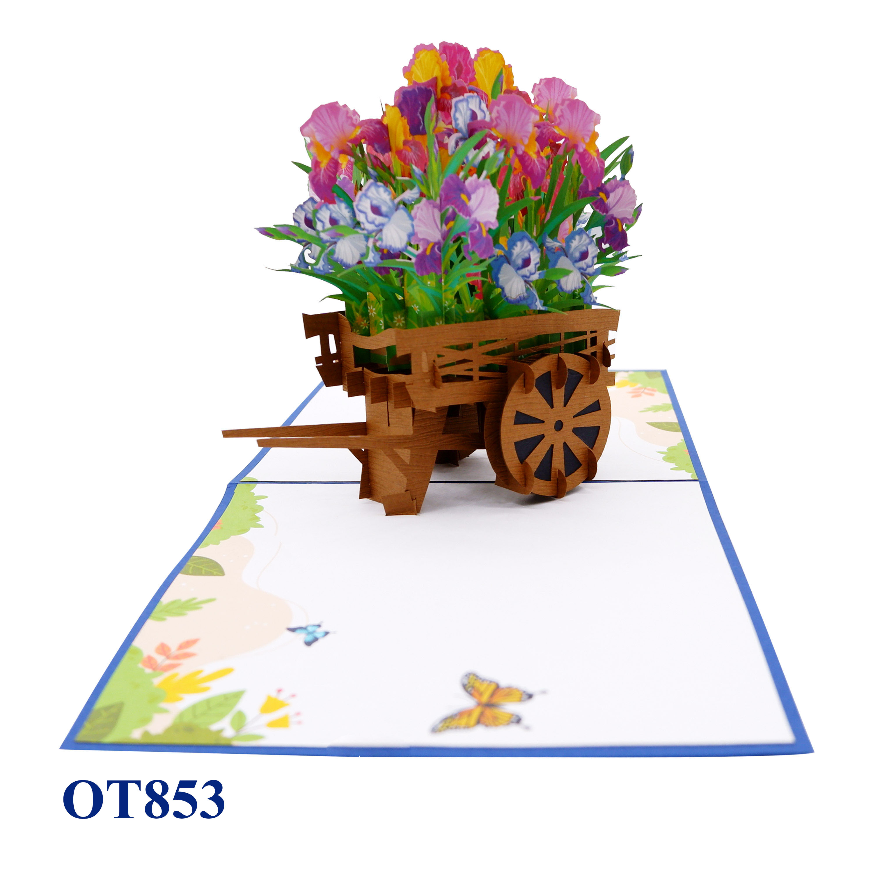 Iris Flowers Cart Pop Up Card