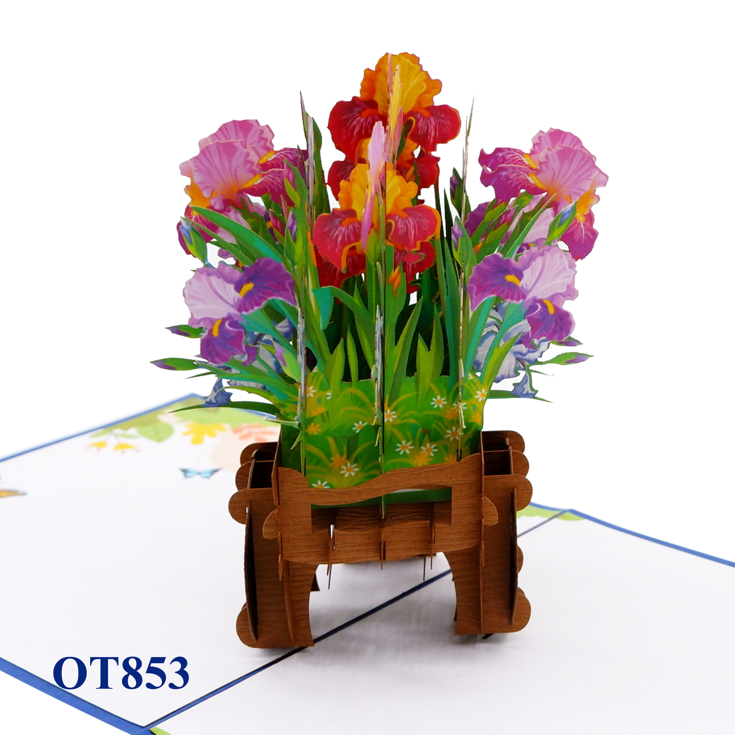 Iris Flowers Cart Pop Up Card
