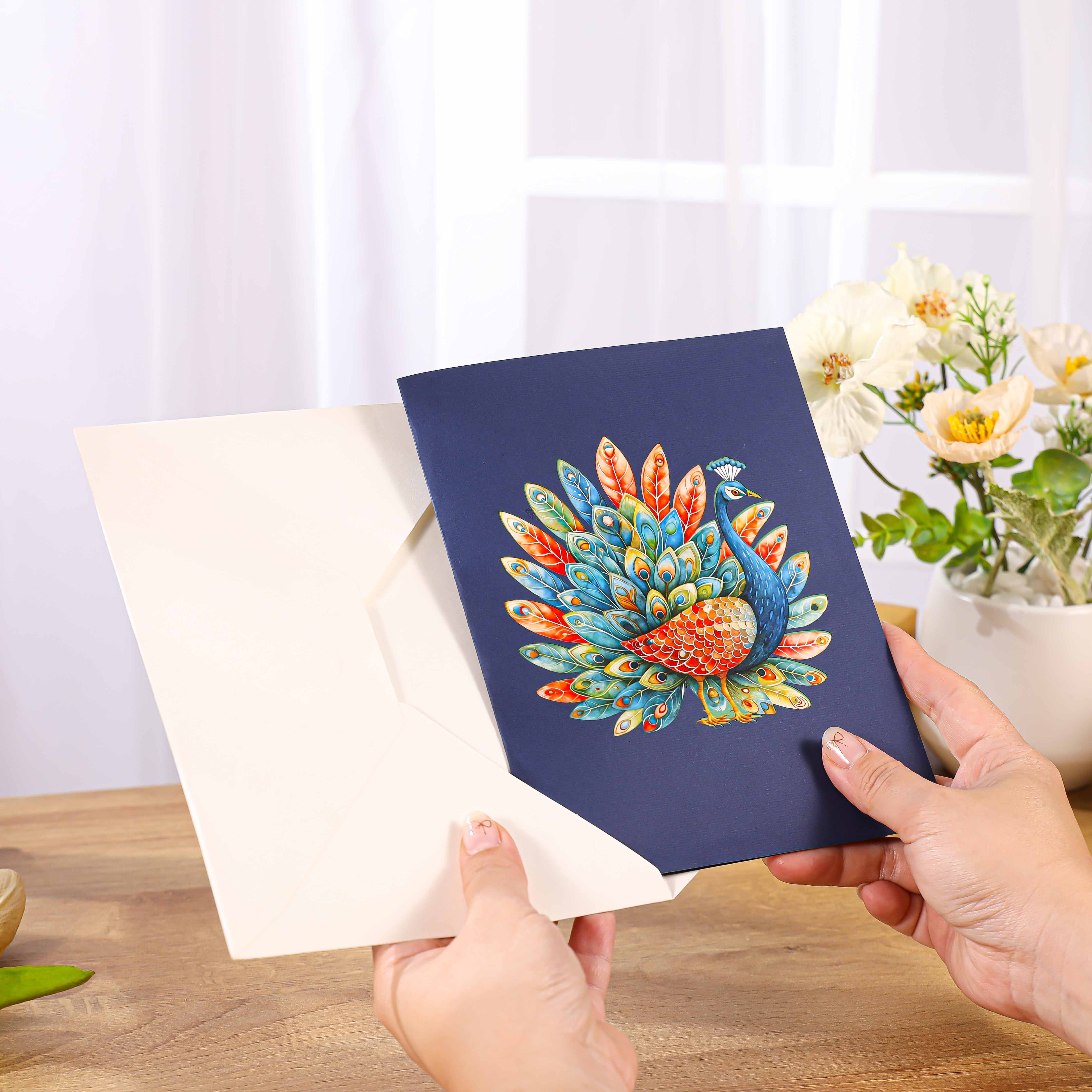 Colorful Peacock 3D Pop Up Greeting Card
