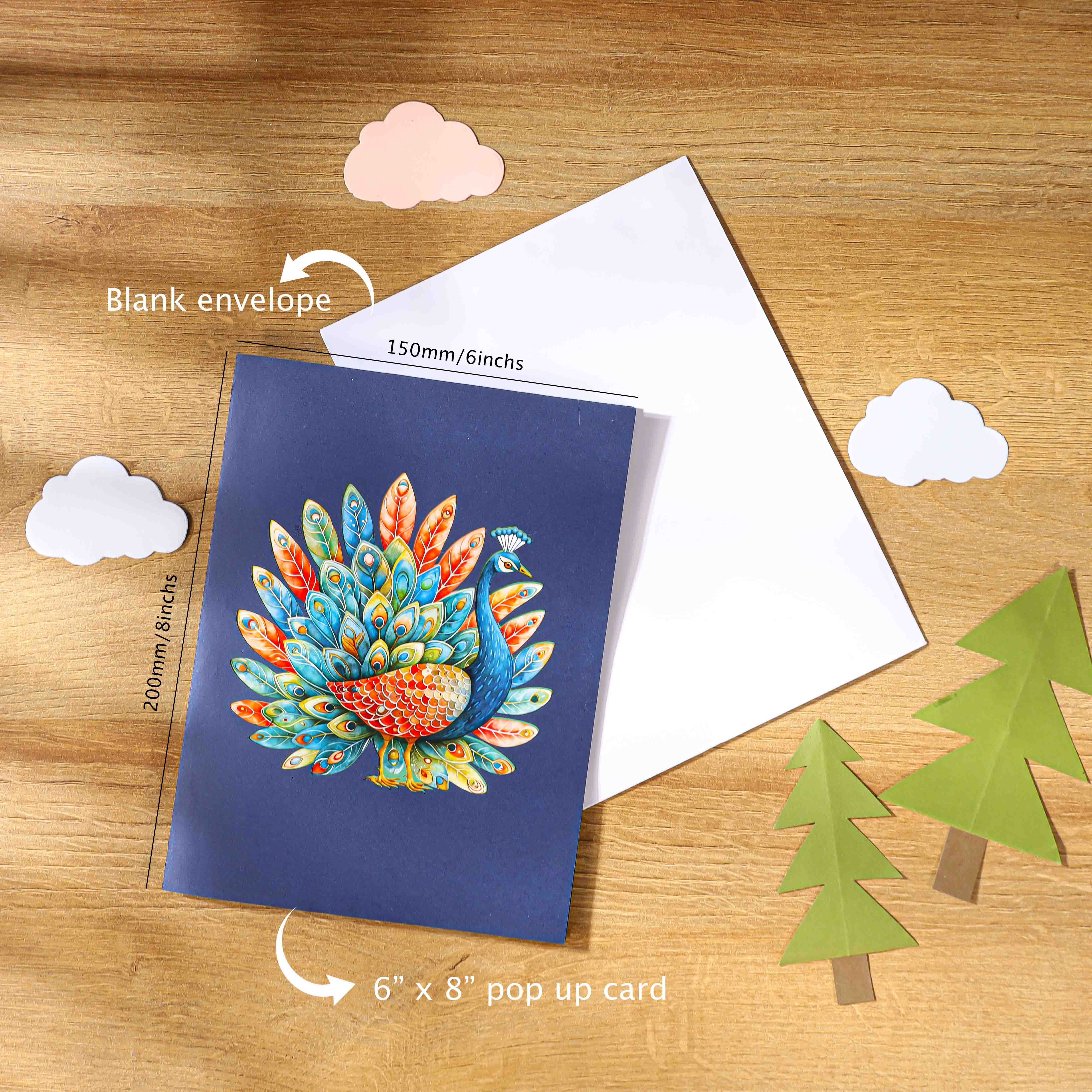 Colorful Peacock 3D Pop Up Greeting Card