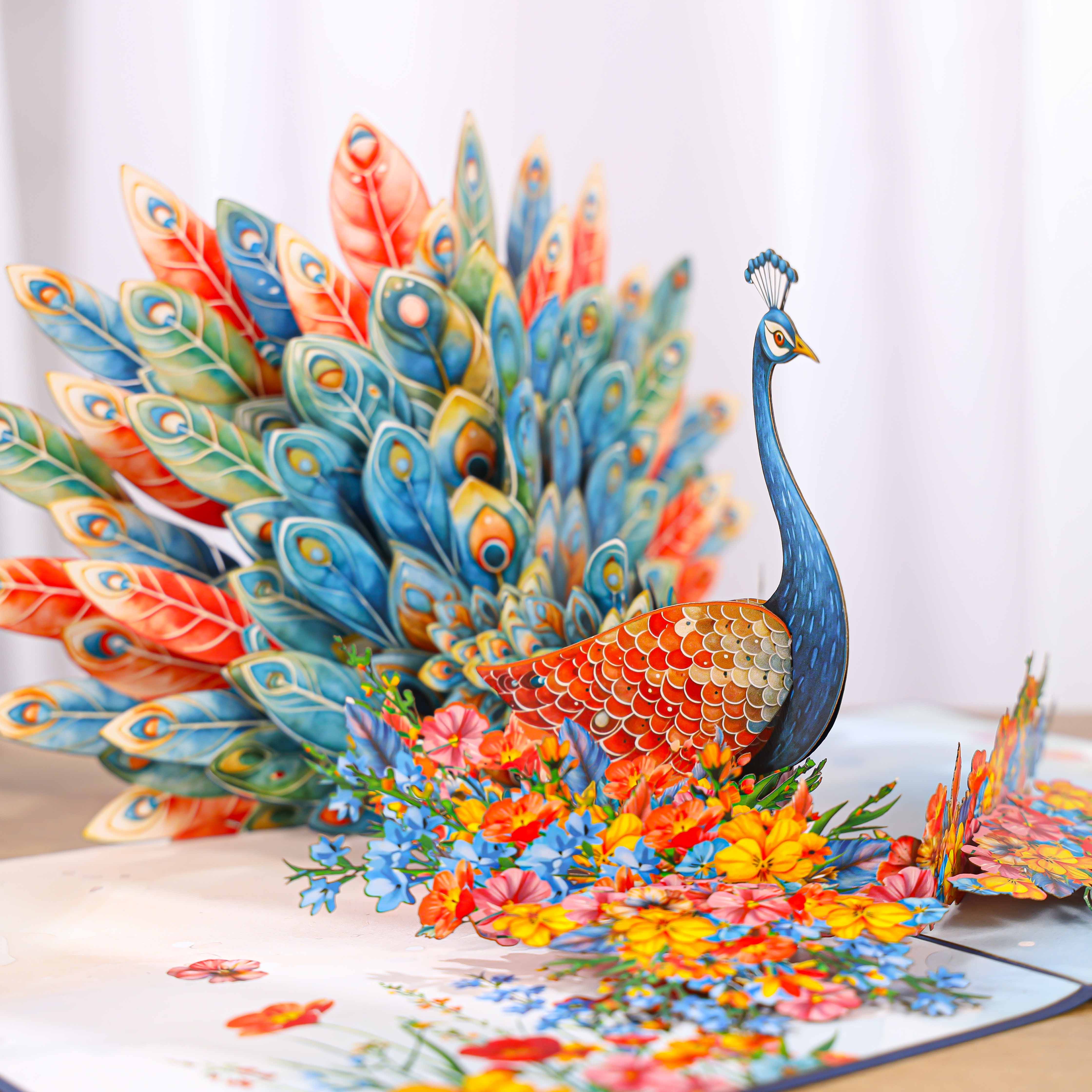 Colorful Peacock 3D Pop Up Greeting Card