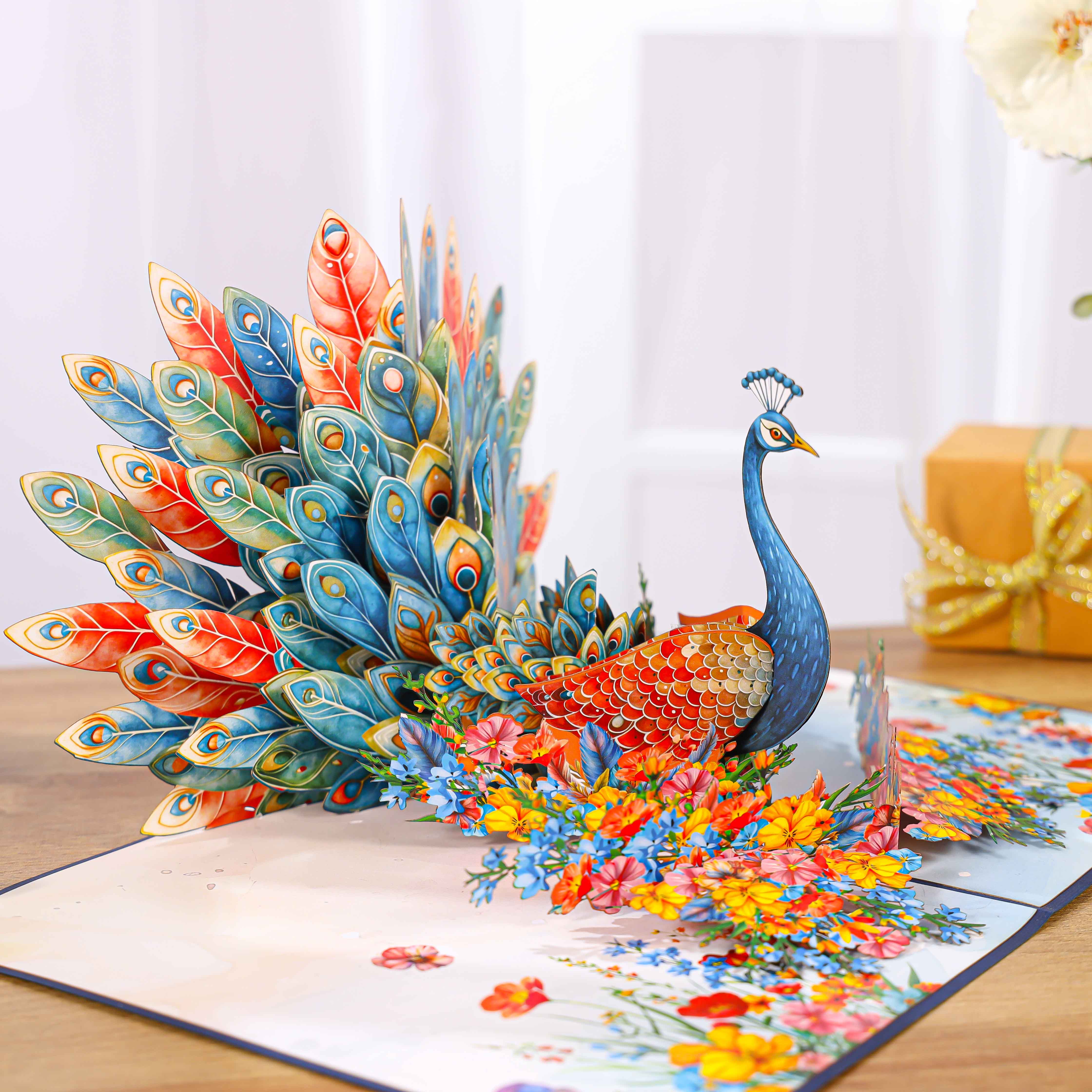 Colorful Peacock 3D Pop Up Greeting Card