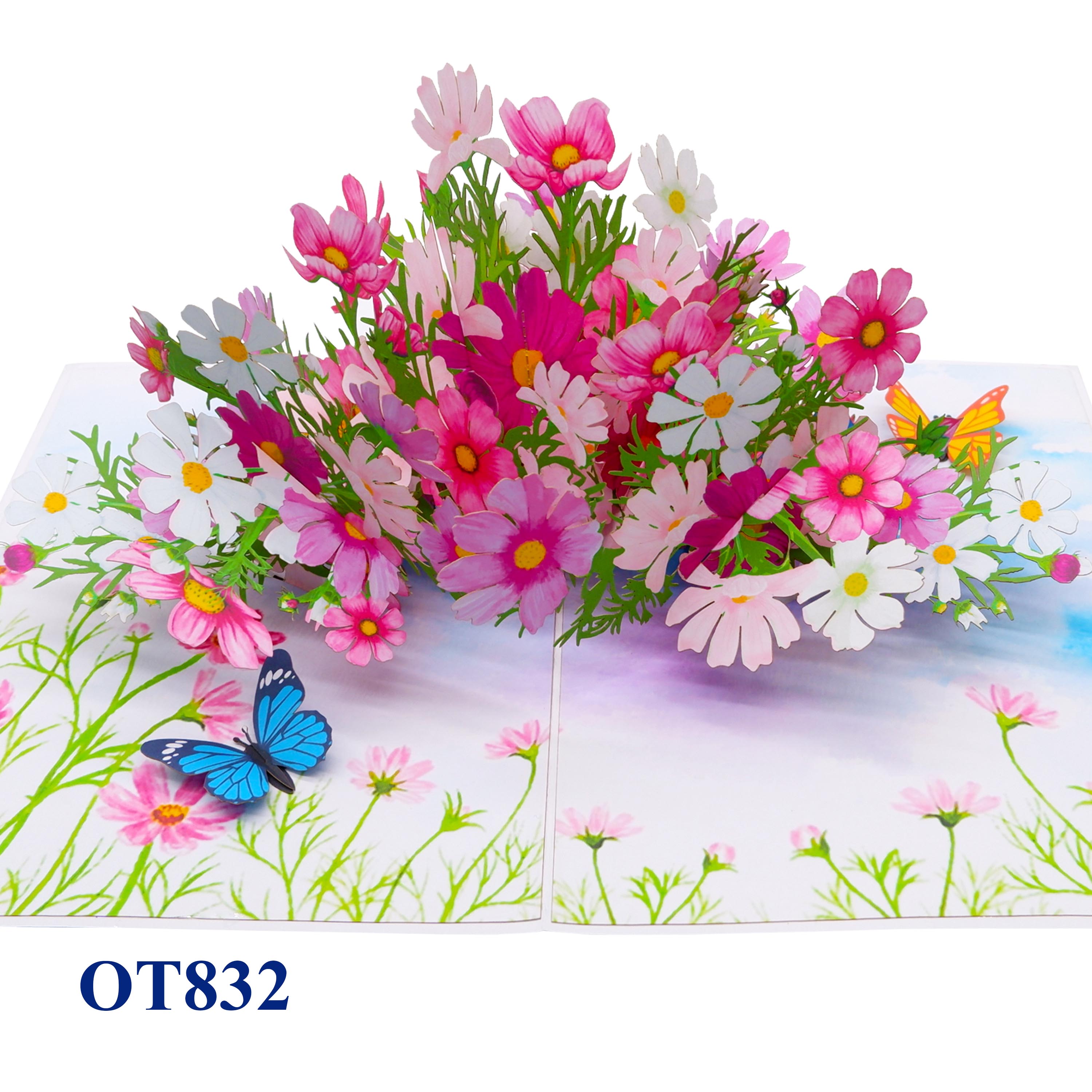 Cosmos Flowers Pop Up Card