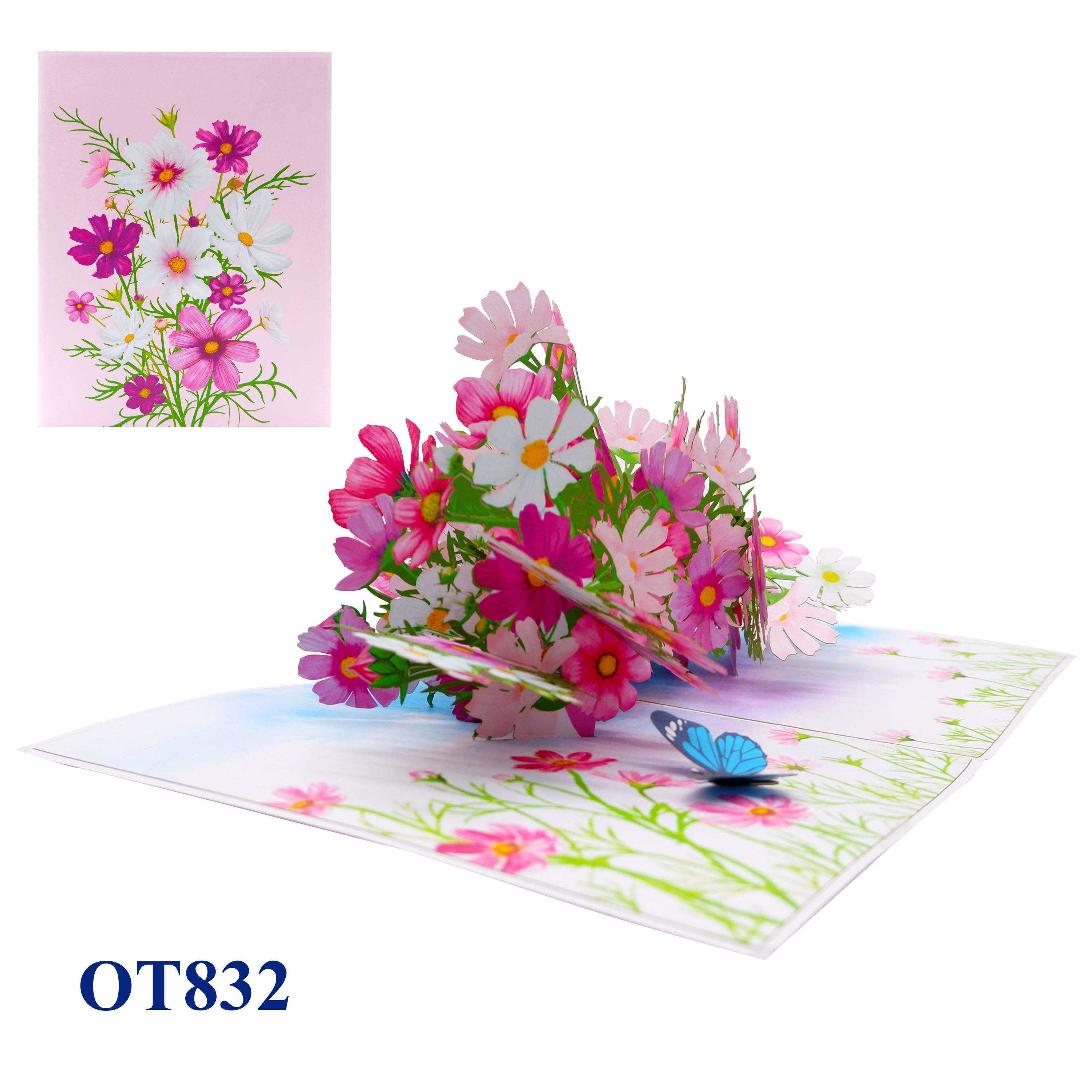 Cosmos Flowers Pop Up Card