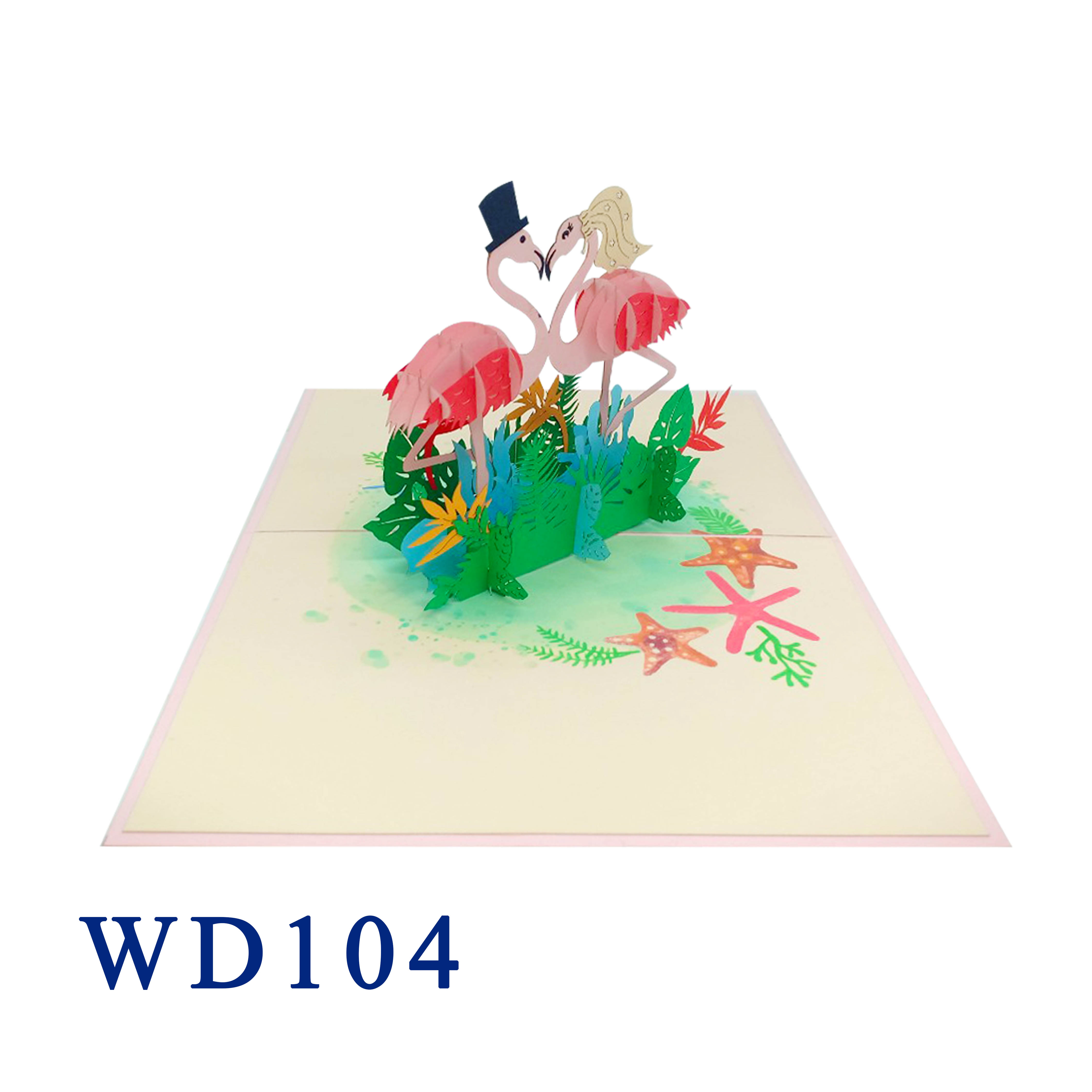Flamingo Couple Pop Up Card