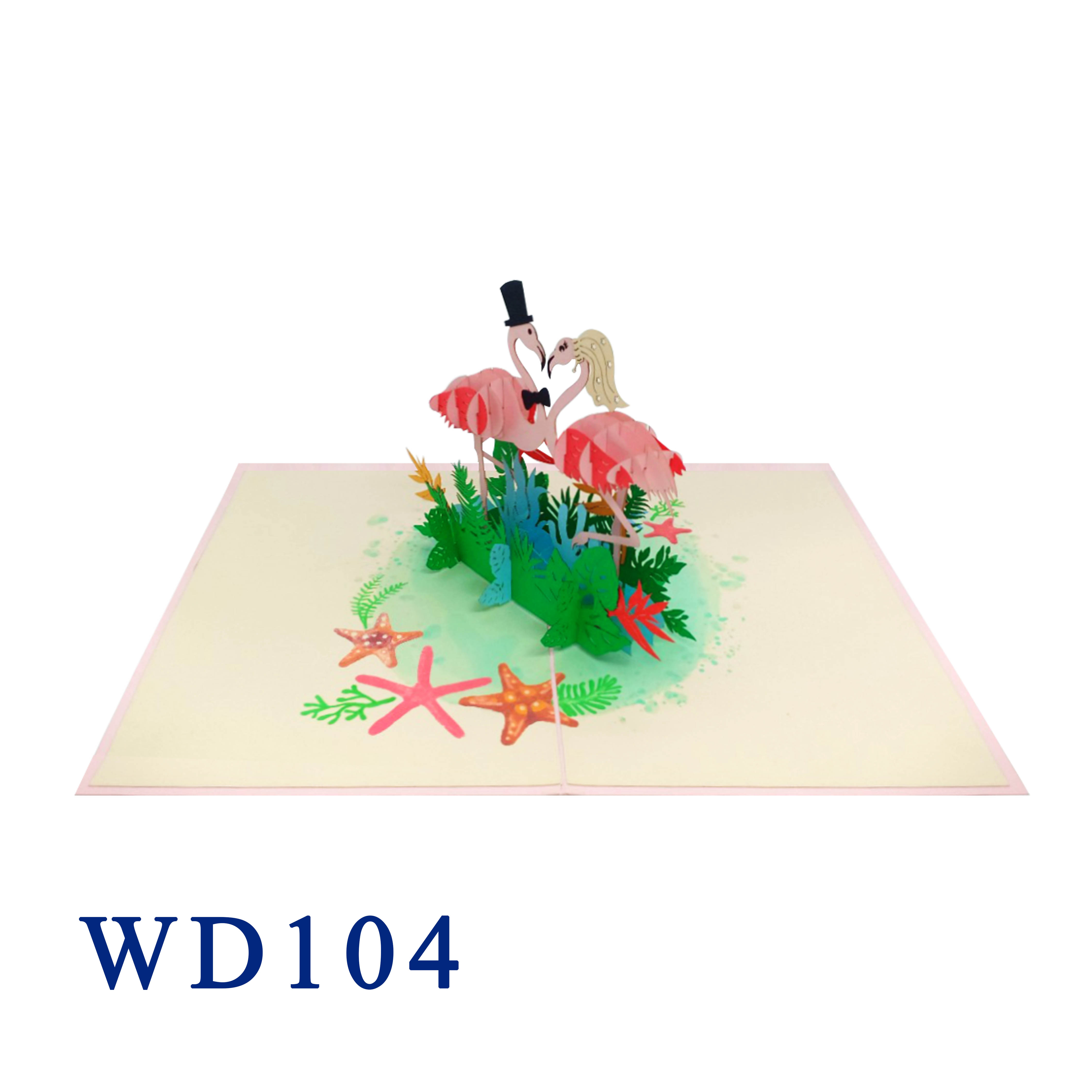 Flamingo Couple Pop Up Card