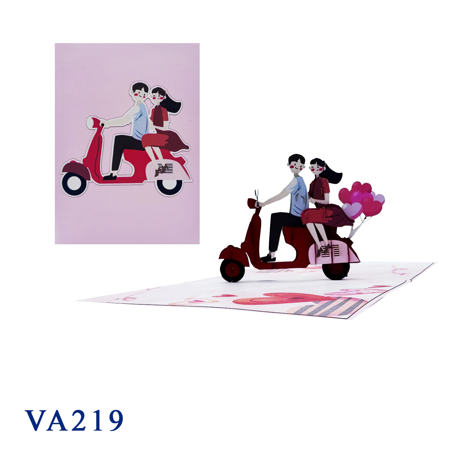 Romantic Couple On Vespa 3D Pop Up Card
