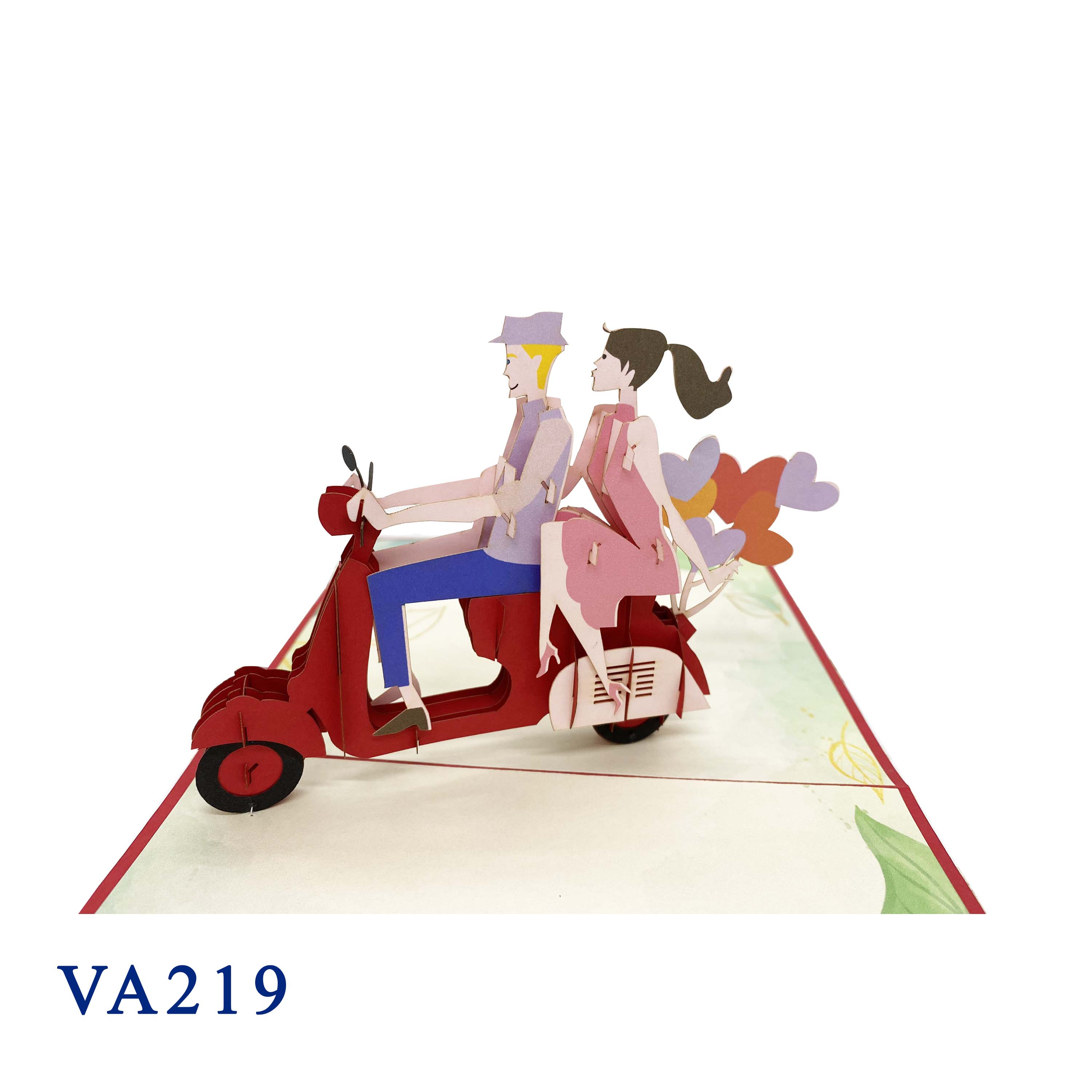 Couple On Vespa Pop Up Card